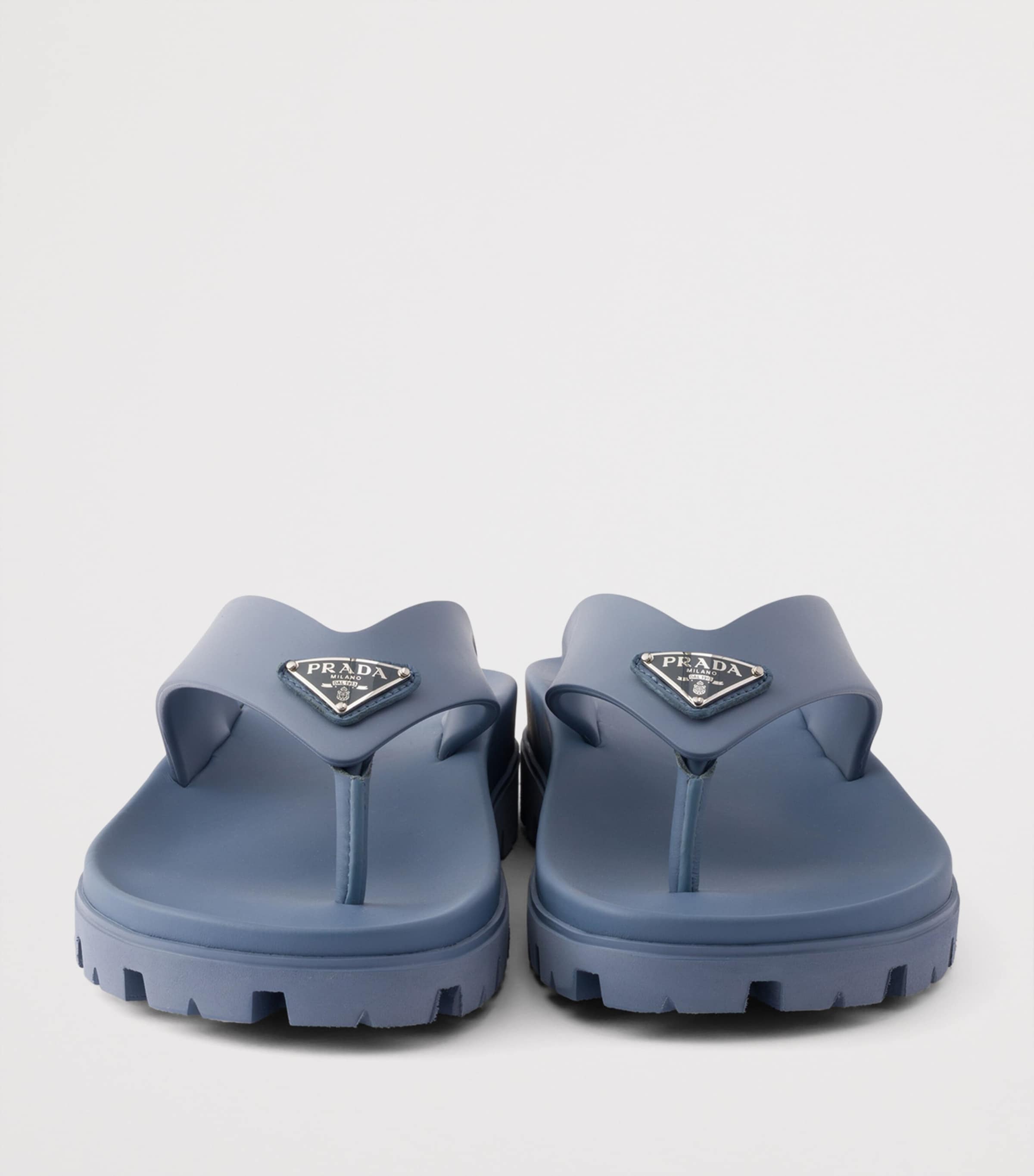 Prada Rubber Logo Thong Sandals Blue Image 5