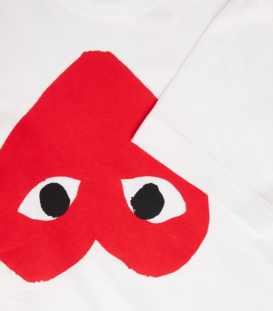 Comme Des Garçons Mens Cotton Upside Down Heart T-Shirt White/red Image 6