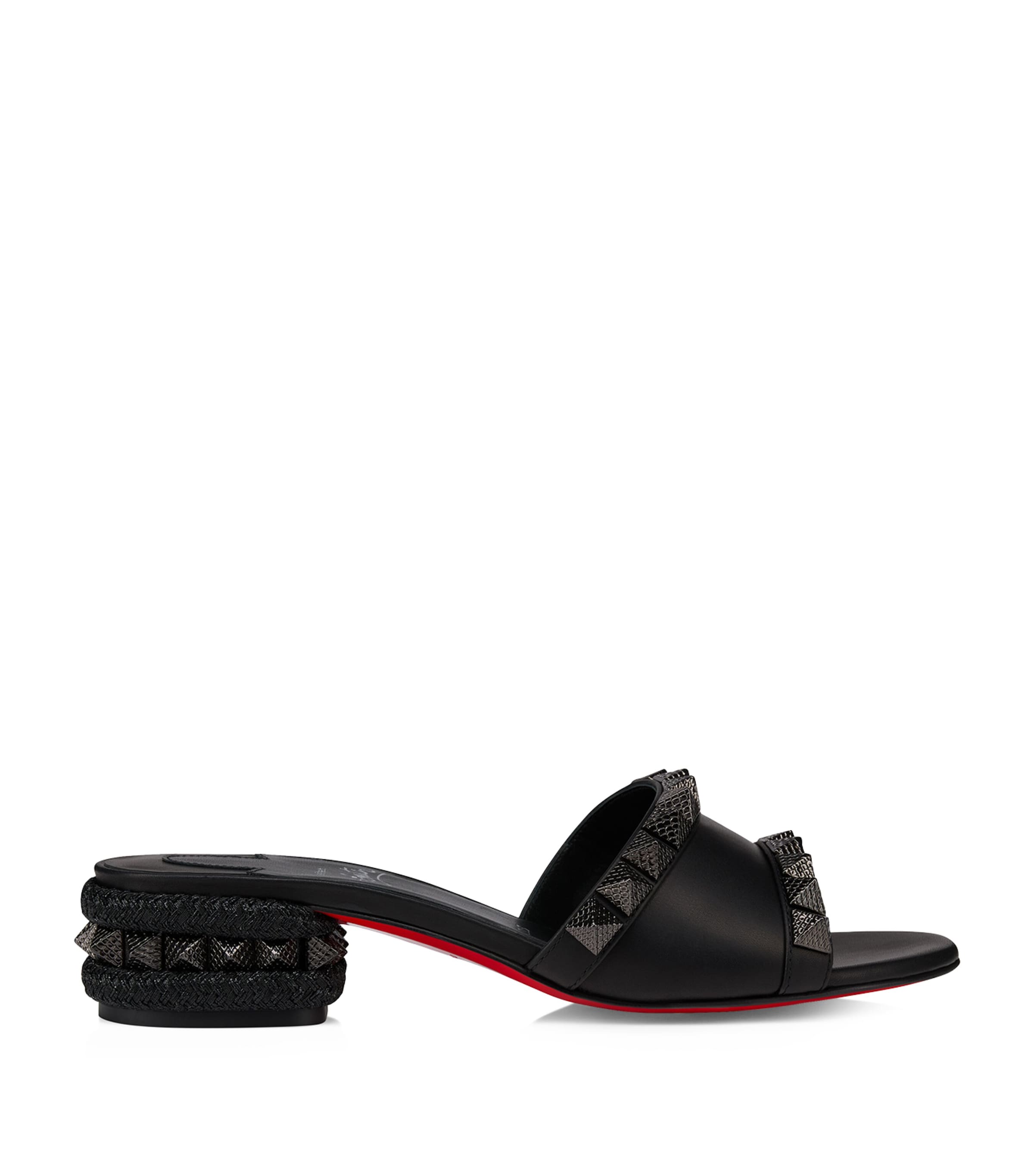 Christian Louboutin Pyraclou Embellished Heeled Mules 30 | Designers | Christian Louboutin | Women Shoes | Heels | Mules | Heeled Mules | Sandals | Holiday Shop | Womens | Kitten Heel Mules