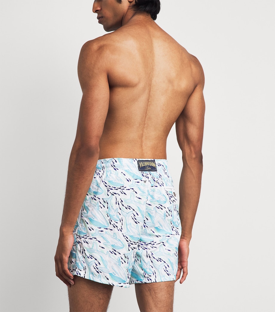 Vilebrequin Mens Whale-Embroidered Mistral Swim Shorts Blanc Image 4