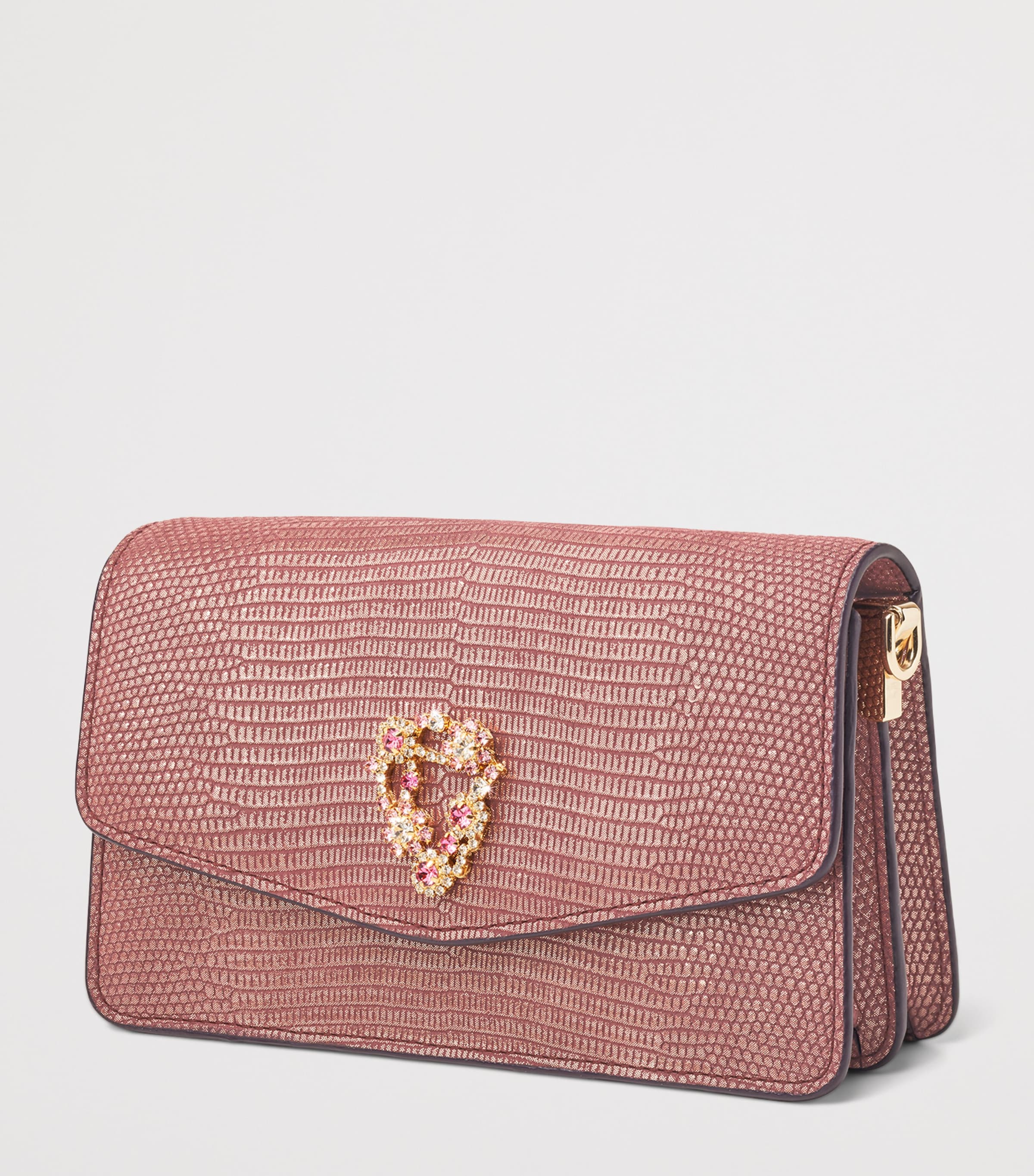 Leather Snakeskin-Embossed Eliza Clutch Bag CASSIS Image 5