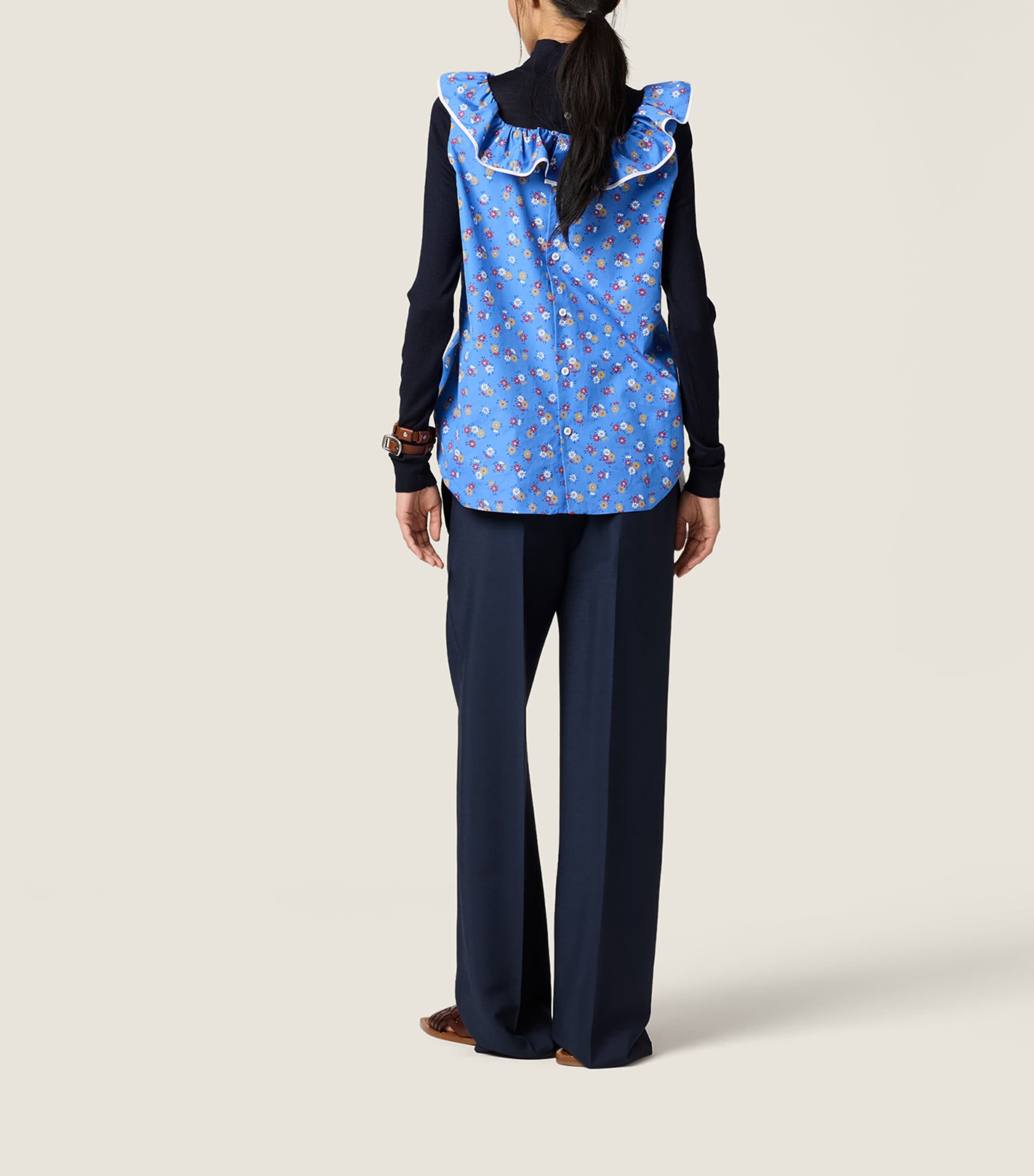 Miu Miu Womens Mohair-Wool Tailored Trousers Blue Image 3