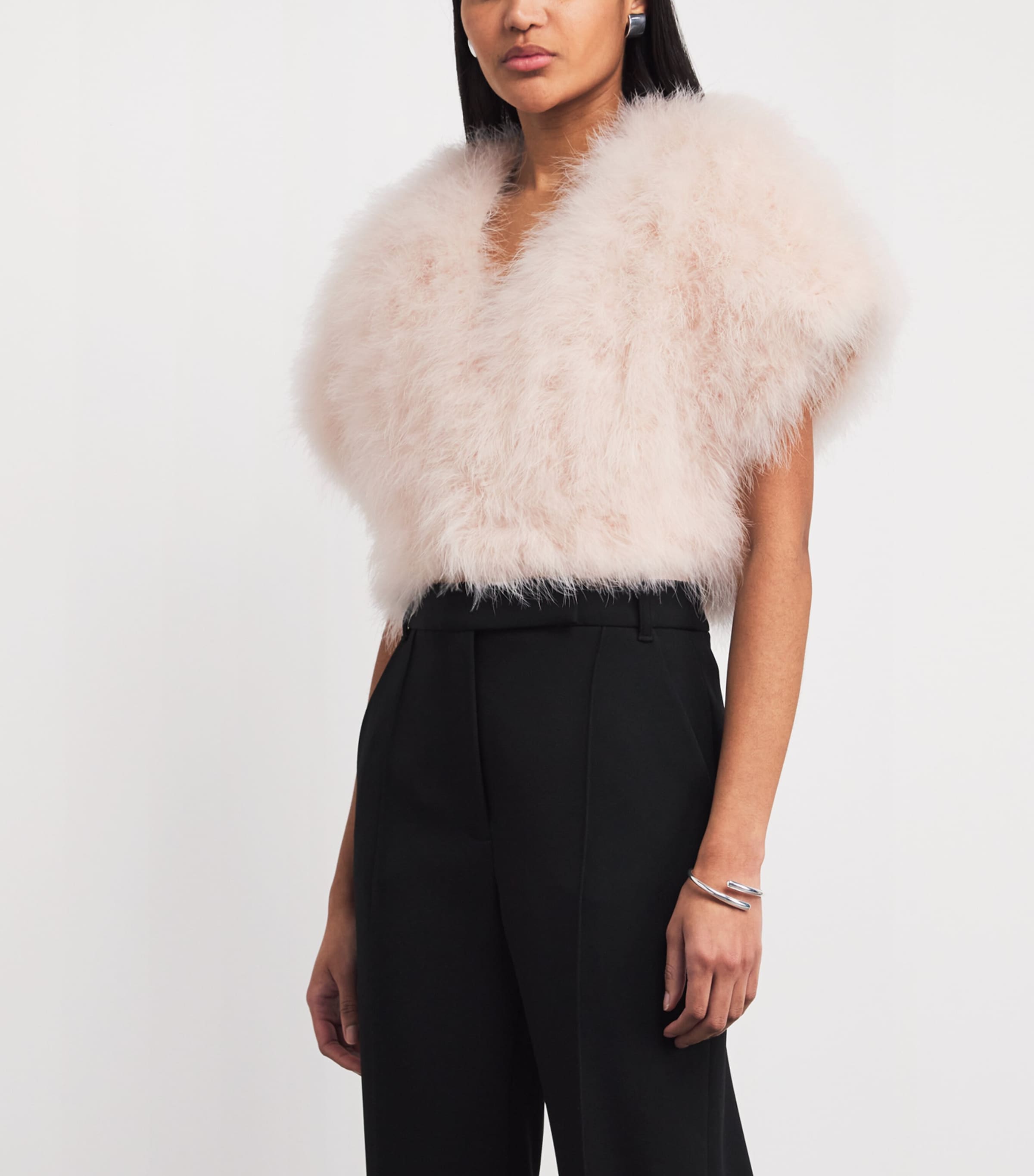 Yves Salomon Womens Feather Cropped Cape Image 4