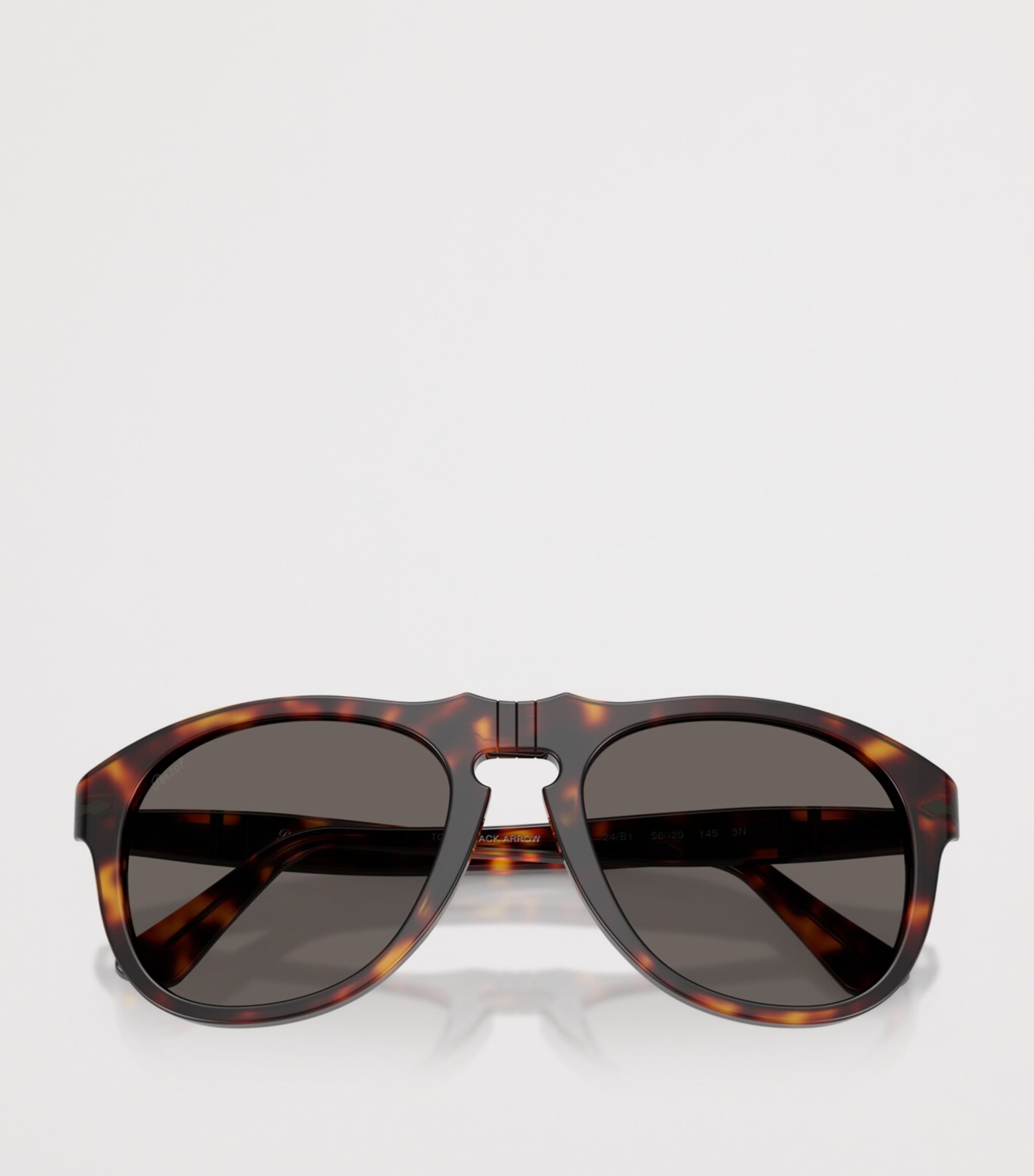 Persol Tortoiseshell PO0649NE Total Black Arrow Pilot Sunglasses Brown Image 5