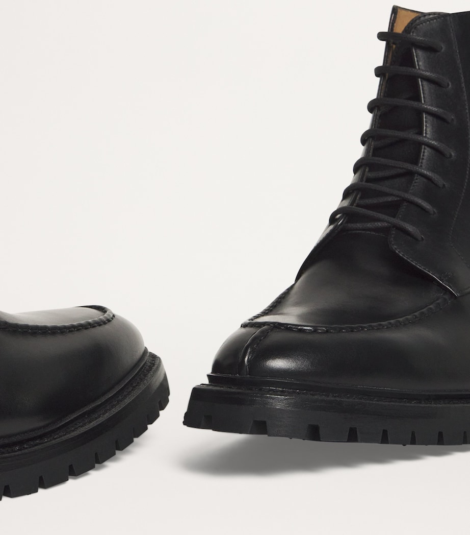 Leather Commando Boots BLACK Image 6