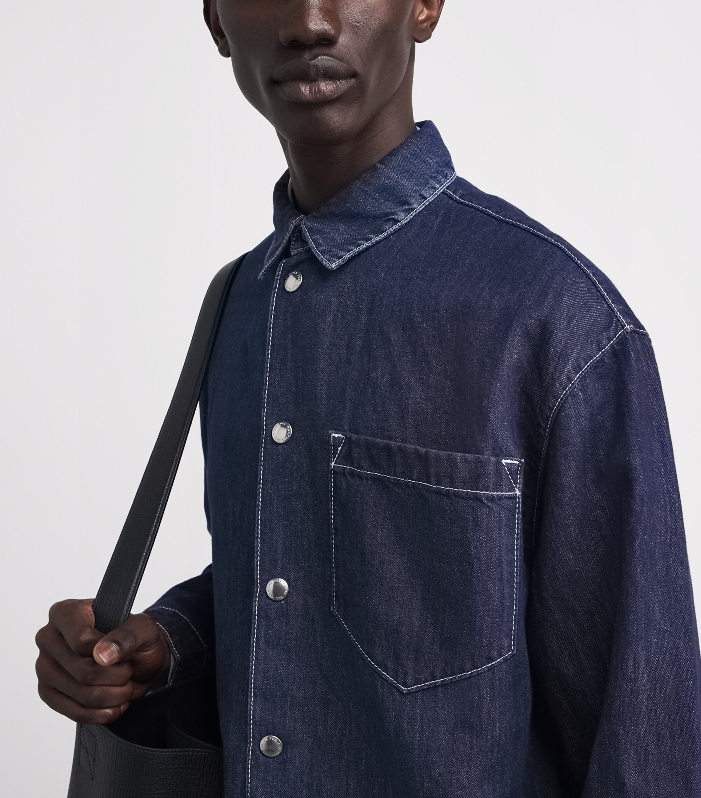 7 For All Mankind Mens Oversized Denim Shirt Nocturnal Image 3