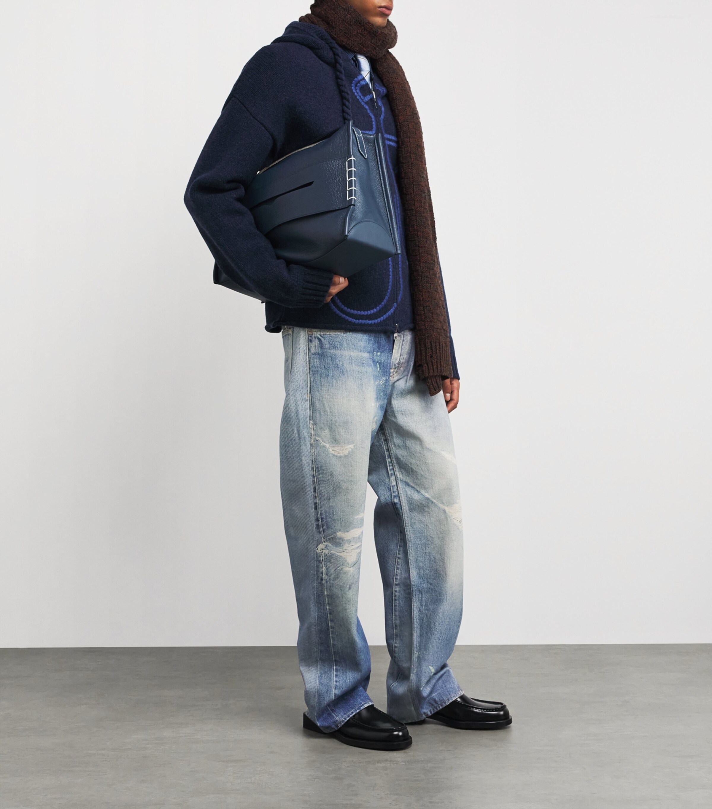 JW Anderson Leather Loafer Messenger Bag Denim Blue Image 5