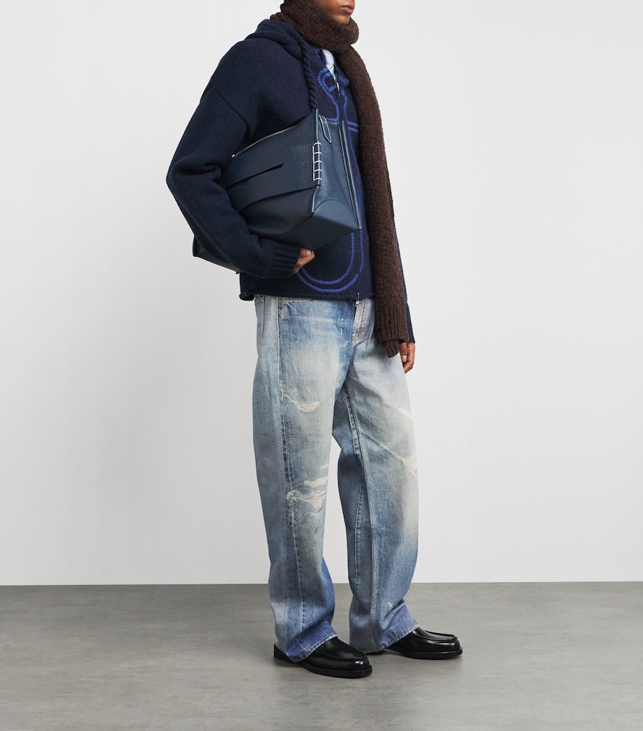 Leather Loafer Messenger Bag DENIM BLUE Image 5