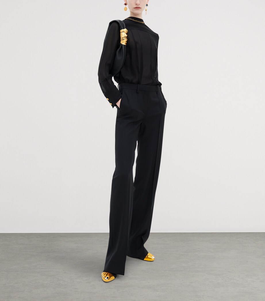 Schiaparelli Womens Virgin Wool Boyfit Trousers Black Image 4