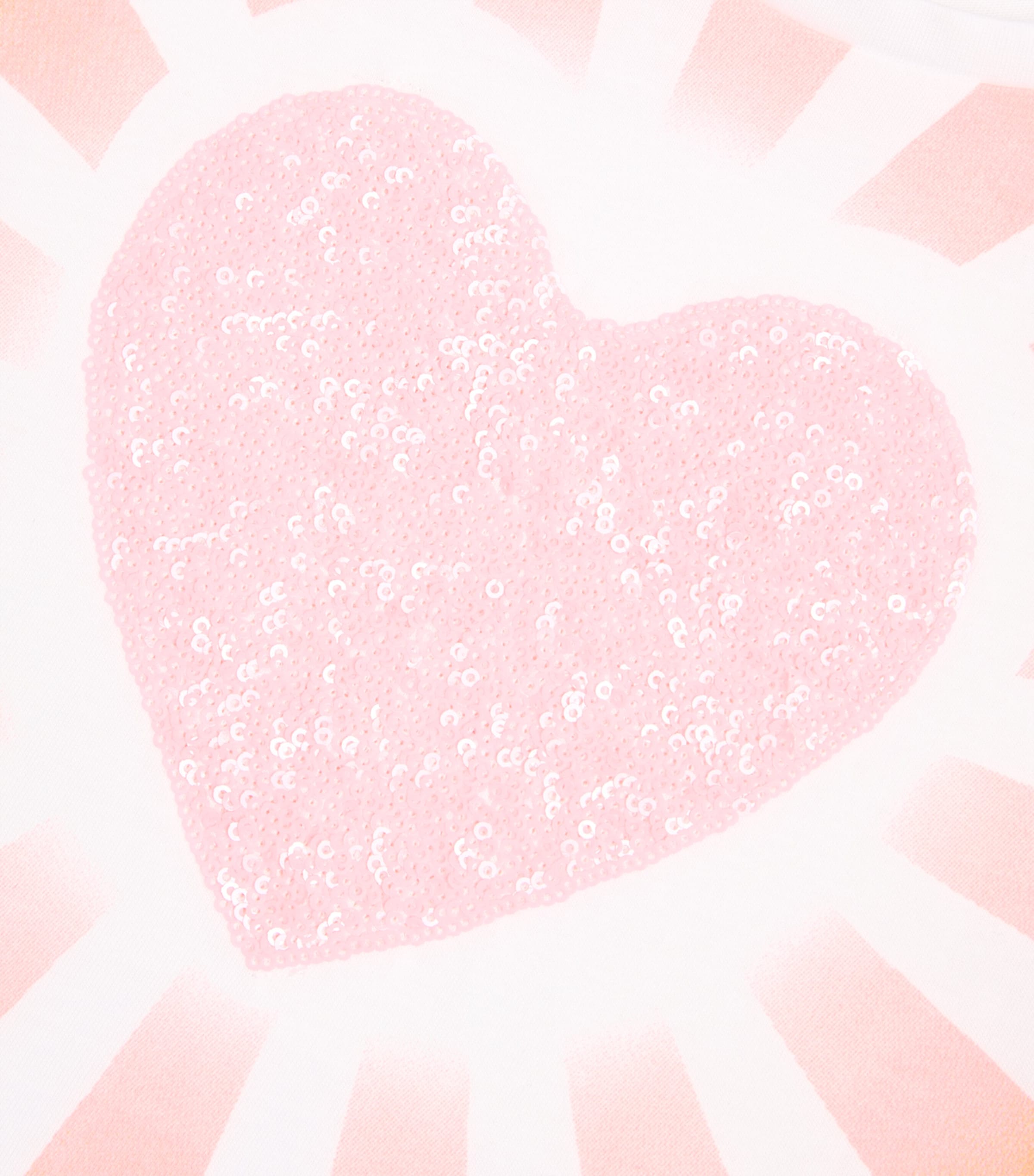 Sequinned Heart Print T-Shirt (2-6 Years) WHITE Image 3