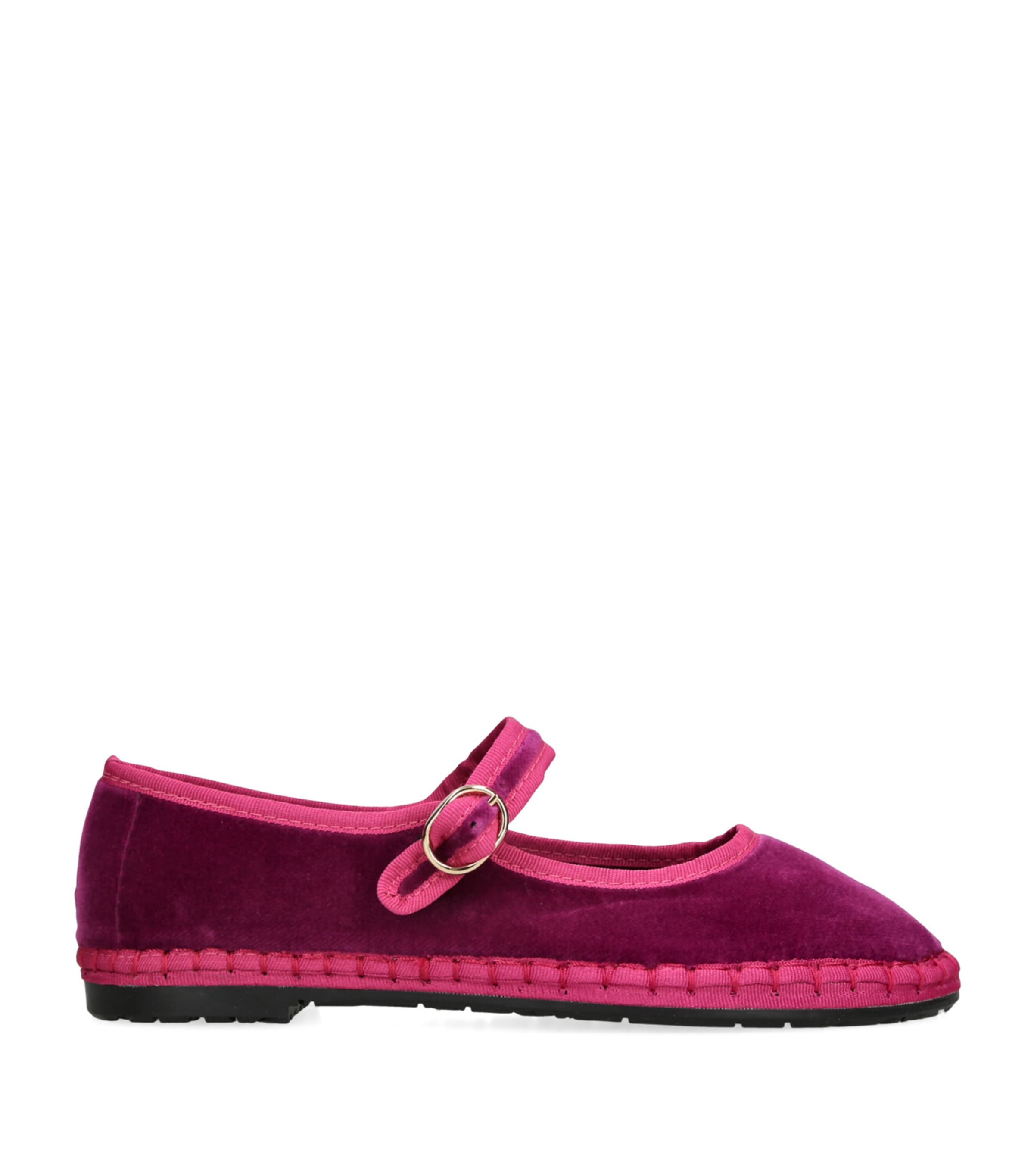 Flabelus Womens Fuchsia Nomi Single-strap Cotton Mary Jane Flats In Pink