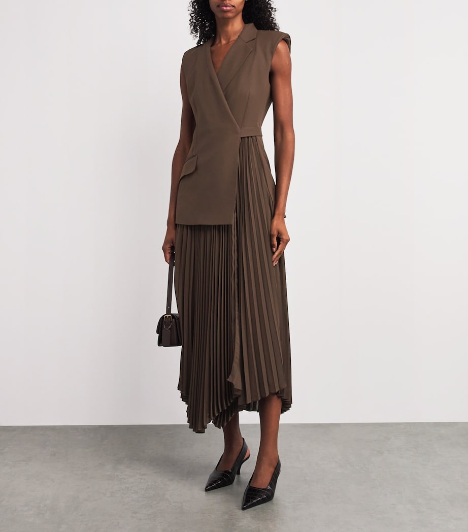 Pleated Blazer Helena Midi Dress COCOA Image 2