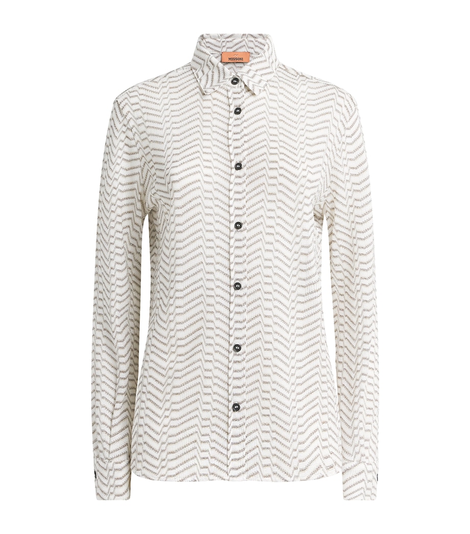 Missoni Womens Chevron Shirt White And Gold Image 1