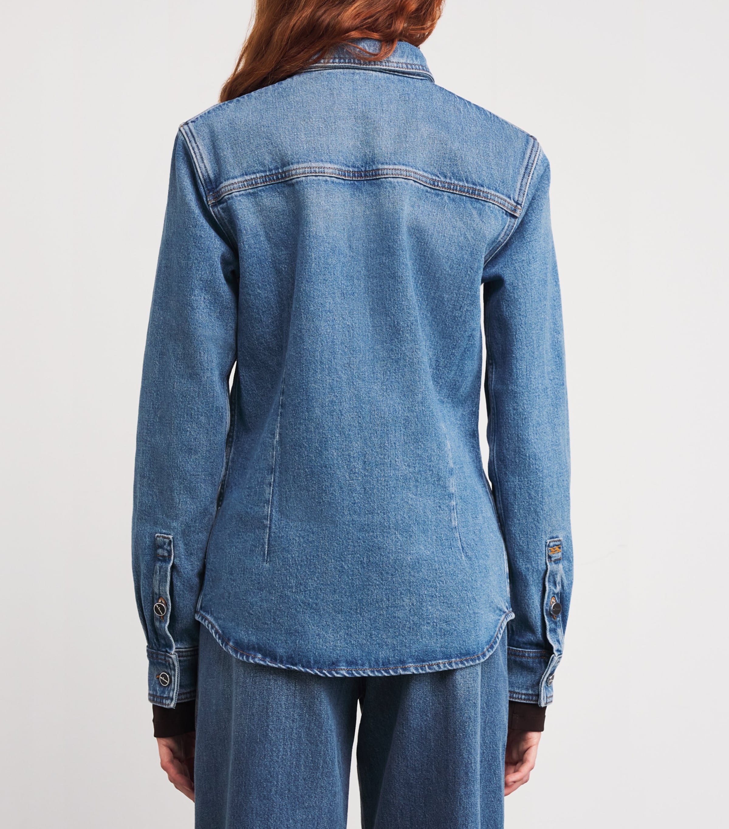 Kiton Womens Denim Long-Sleeve Shirt Medium Blue Image 4