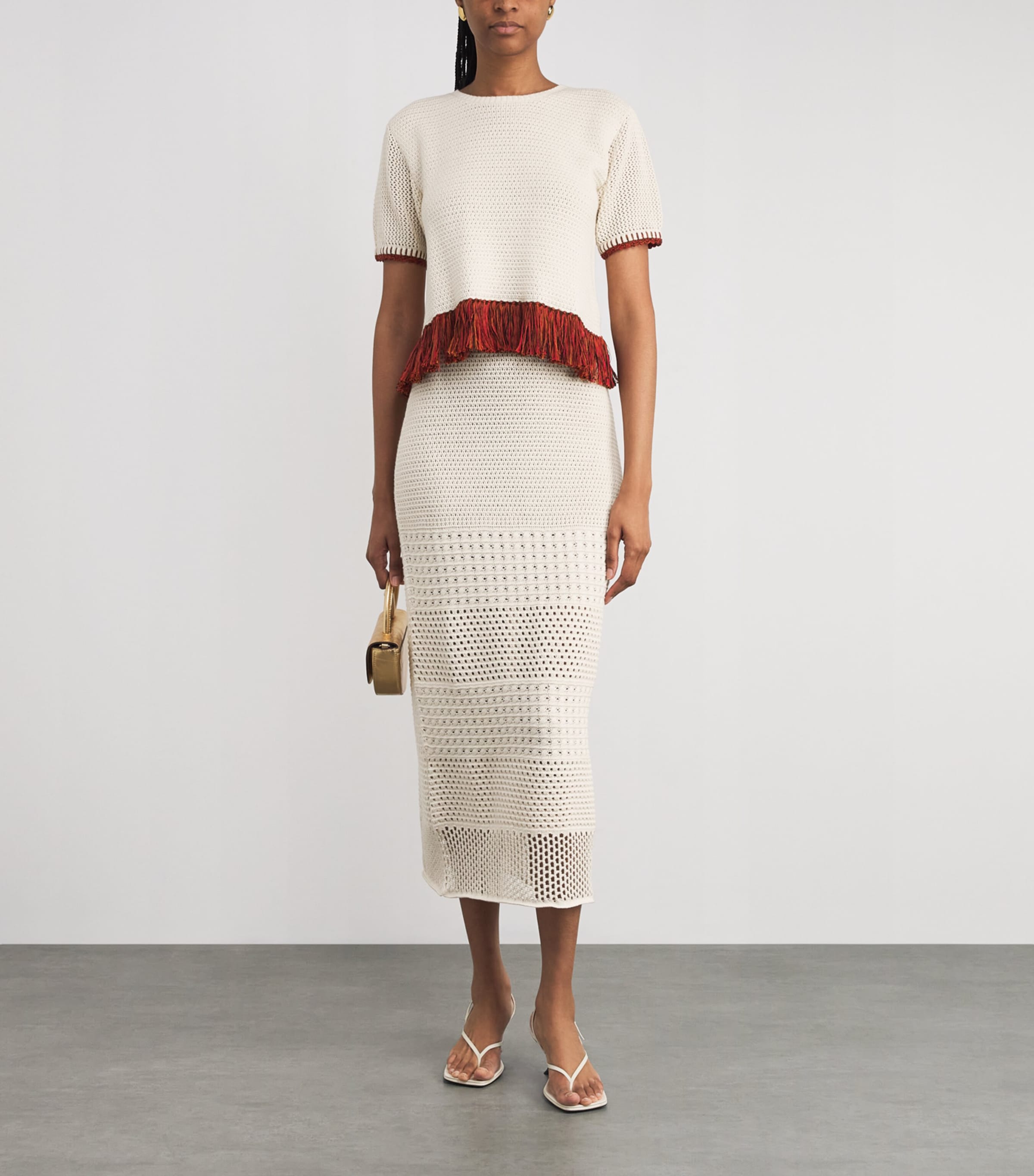 ESCVDO Womens Crochet Amada Maxi Skirt Ivory Image 2