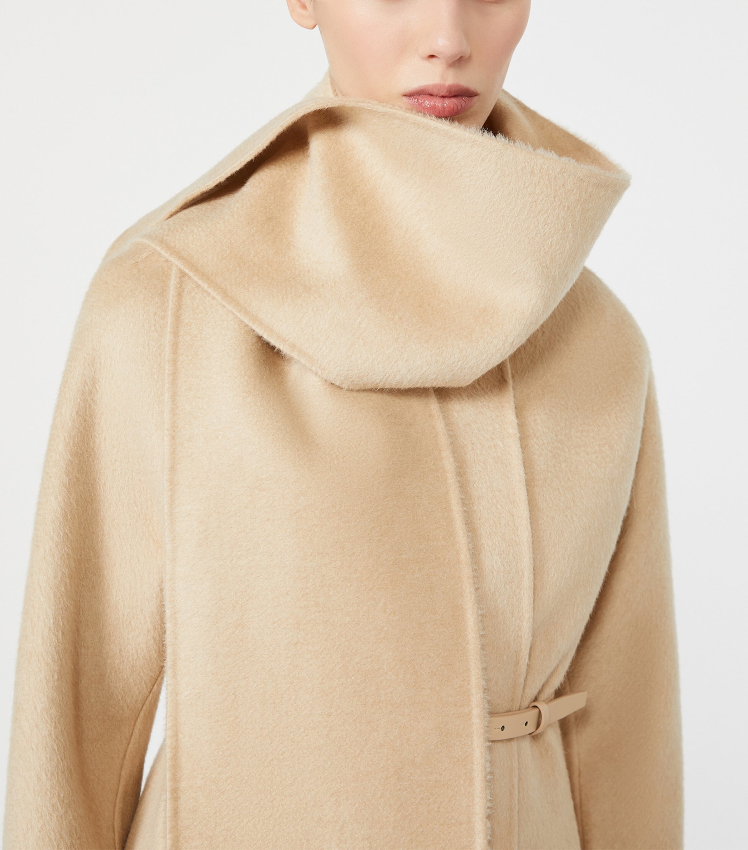 Max Mara Womens Camel-Mohair Wrap Coat Beige Image 6