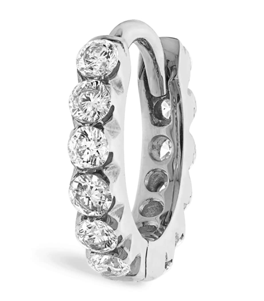 White Gold Invisible Set Diamond Eternity Hoop Earring (6.5mm) WHITE GOLD Image 1