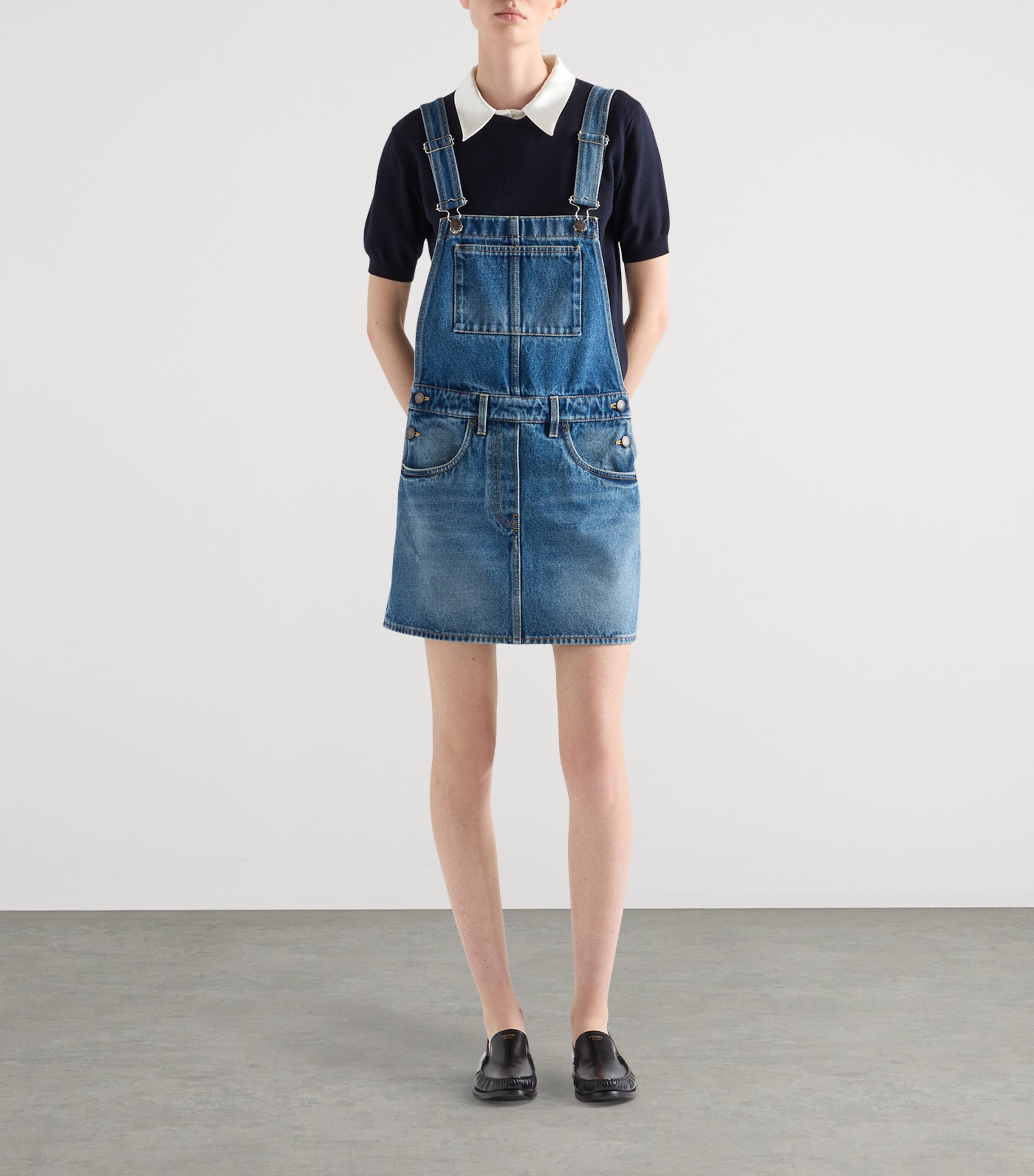 ワンピース PRADA Denim Dungarees Dress Prada Denim Dungaree Mini Dress | Harrods UK