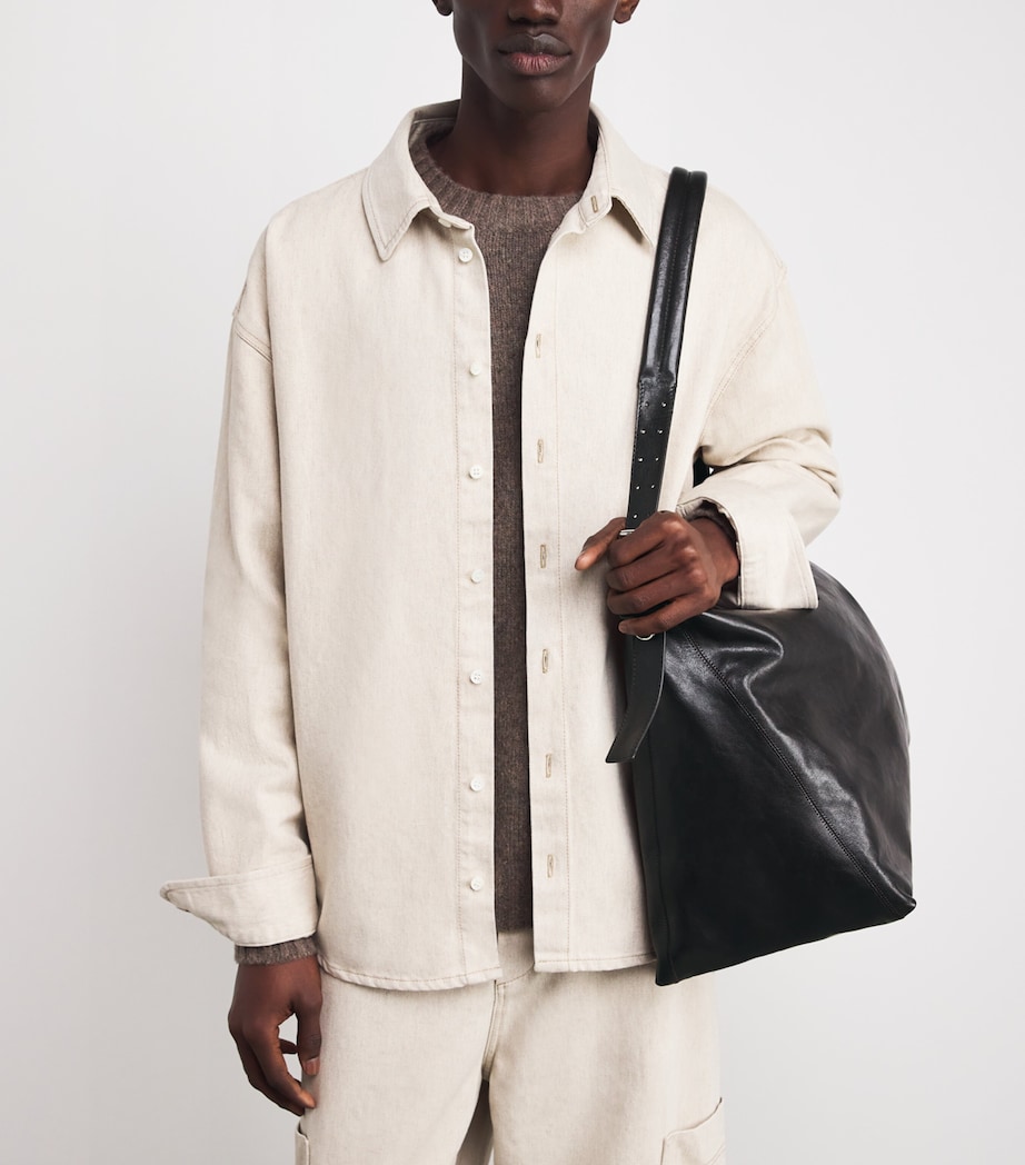 Lemaire Calfskin Belted Tote Bag Dark Chocolate Image 2