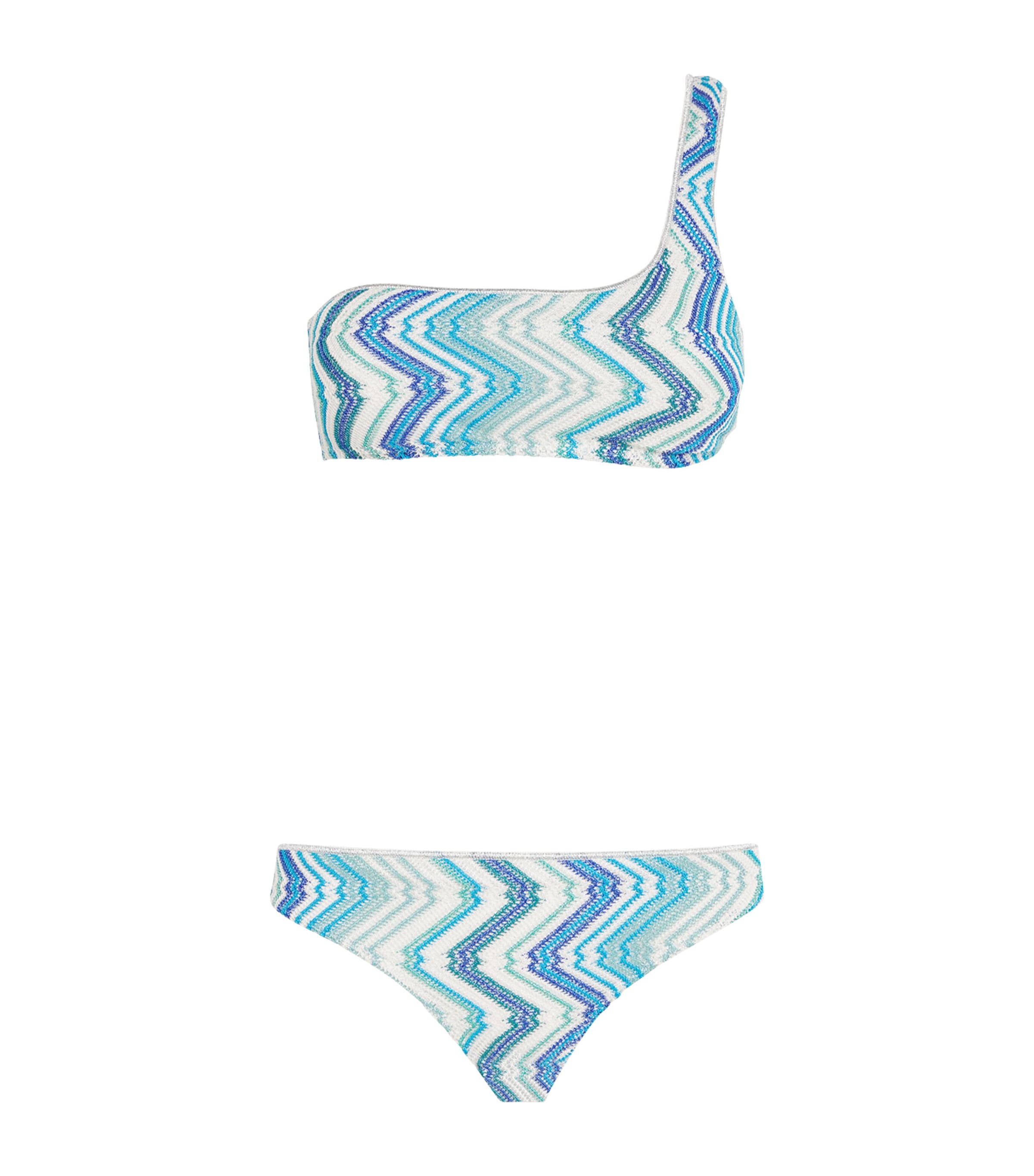 Shop Missoni One-shoulder Bikini In Blue