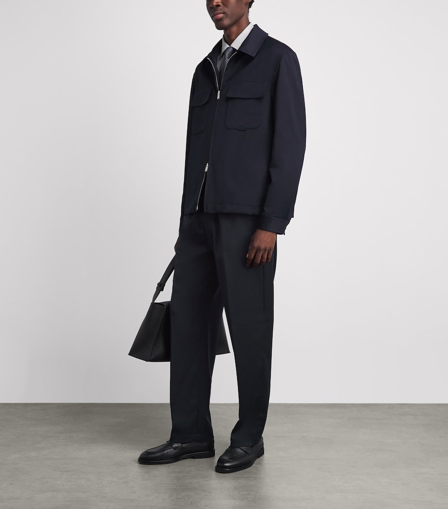 Lardini Mens Wool-Blend Easy Wear Trousers Navy Image 2