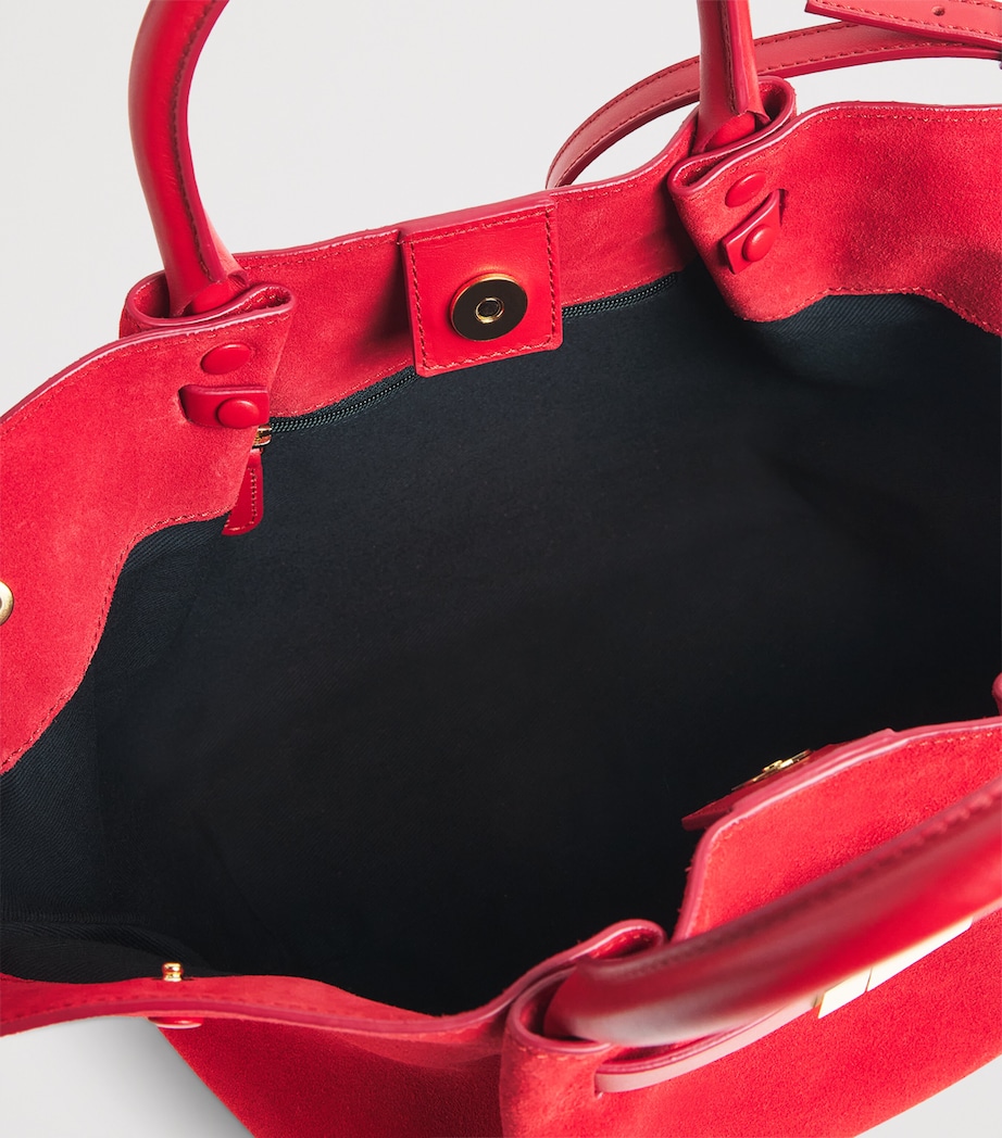 Demellier Mini Suede New York Tote Bag Brry Rd/brry Red Image 6