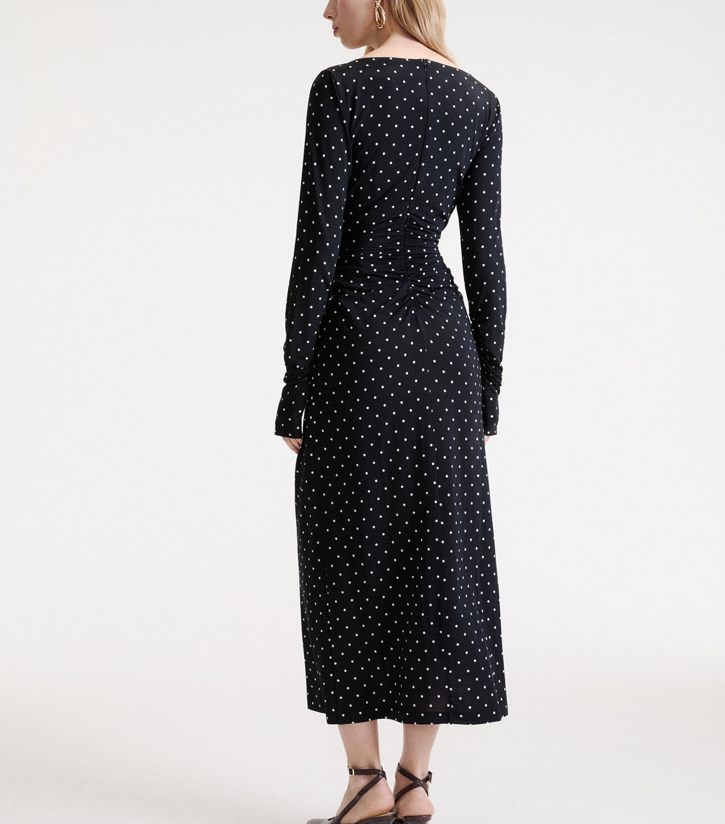 Marella Womens Jersey Polka-Dot Maxi Dress Black Image 3