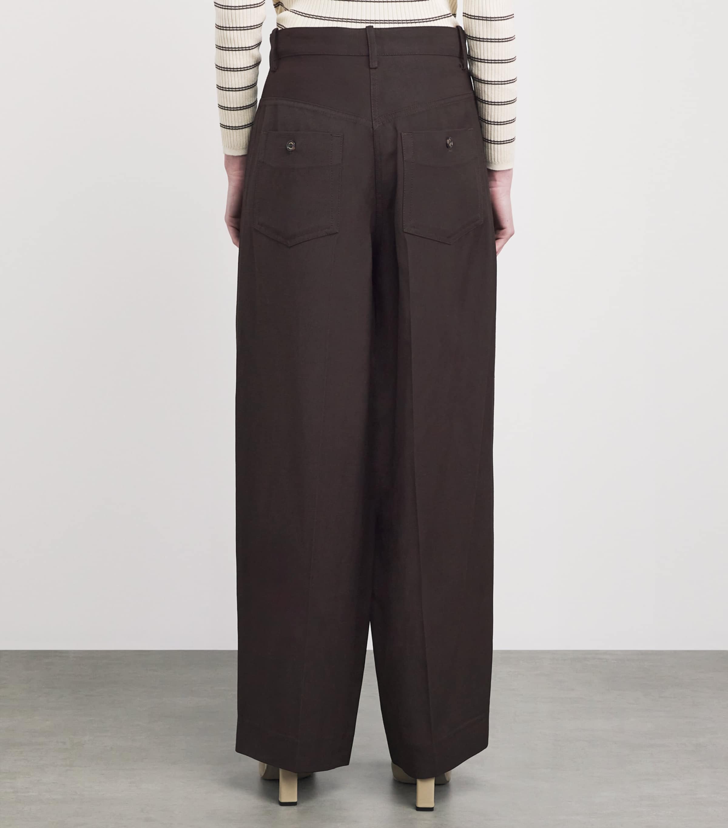 Sandro Paris Womens Wide-Leg Tailored Trousers Brown Image 5