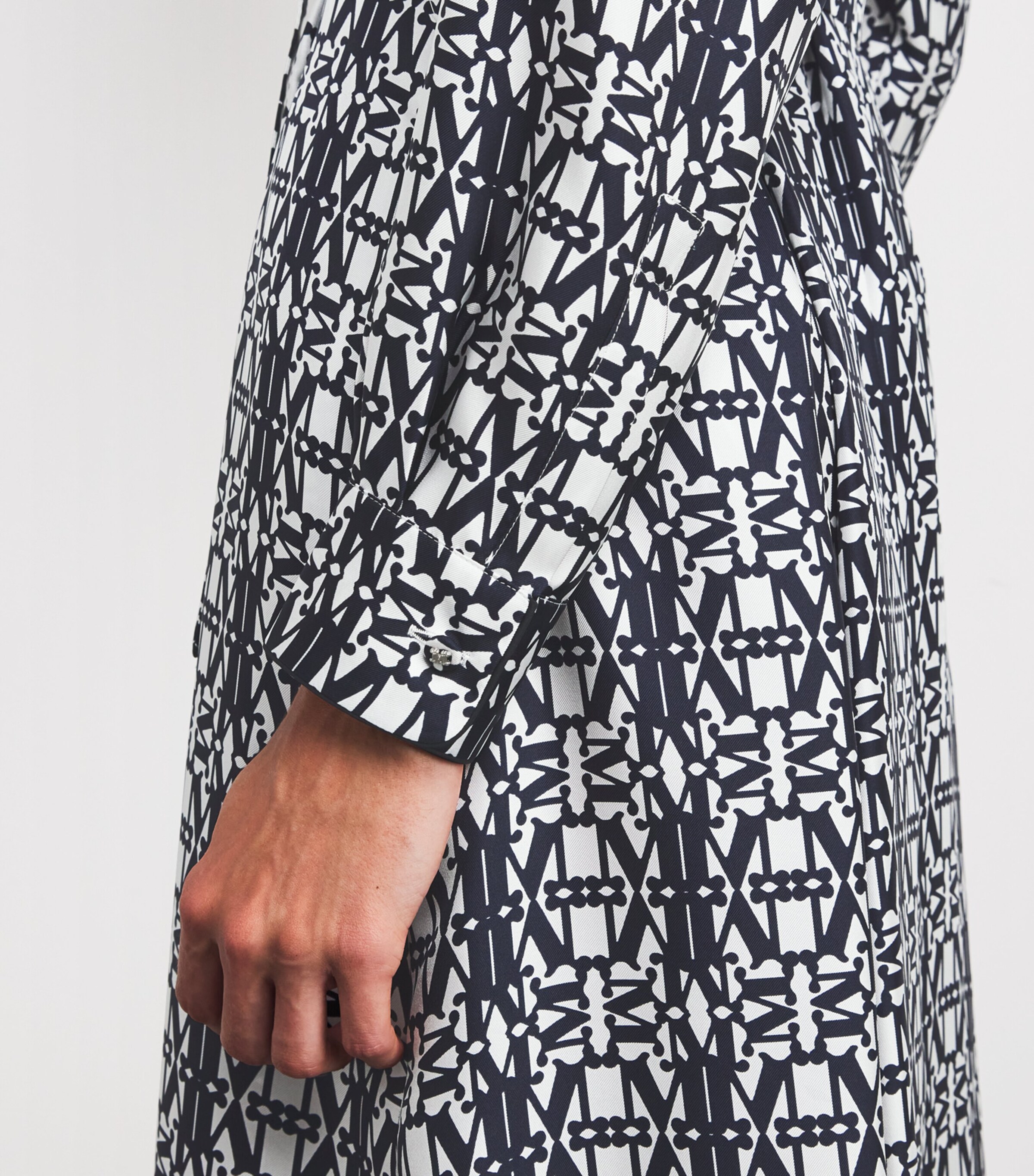 Silk Monogram Midi Shirt Dress WHITE BLUE Image 7