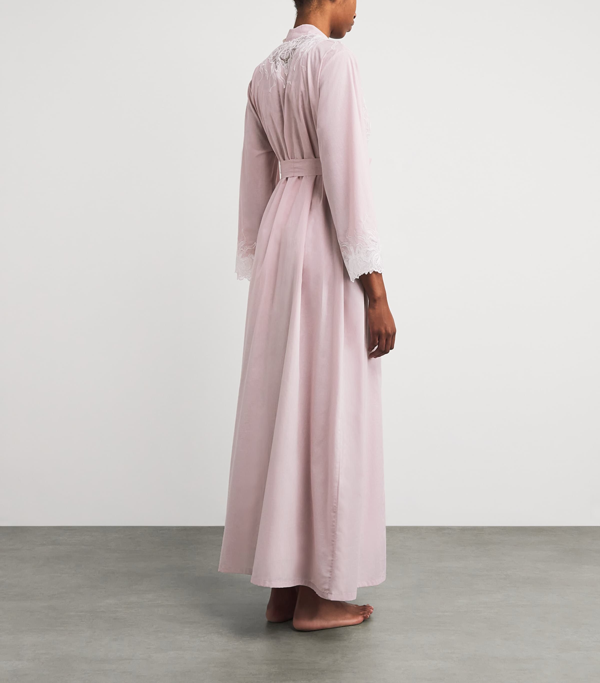 Cotton Lace-Trim Lilane Robe (XS/S) POWDER Image 3