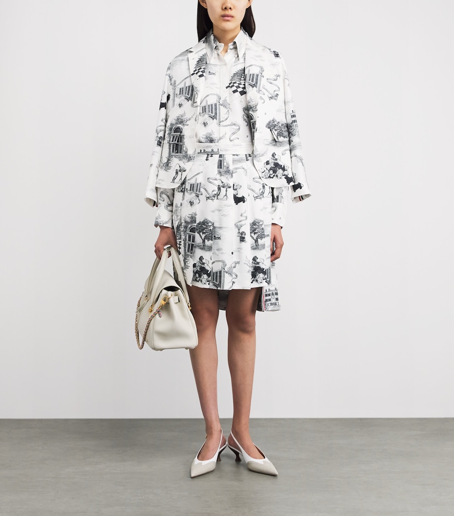 Thom Browne Womens Silk Twill Hector Toile Blazer Blk/wht Image 2