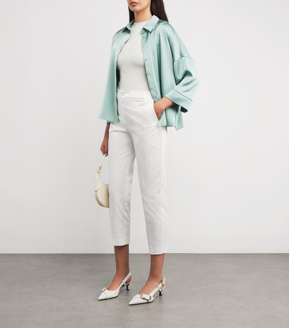 Cotton Gabardine Slim Trousers WHITE Image 2