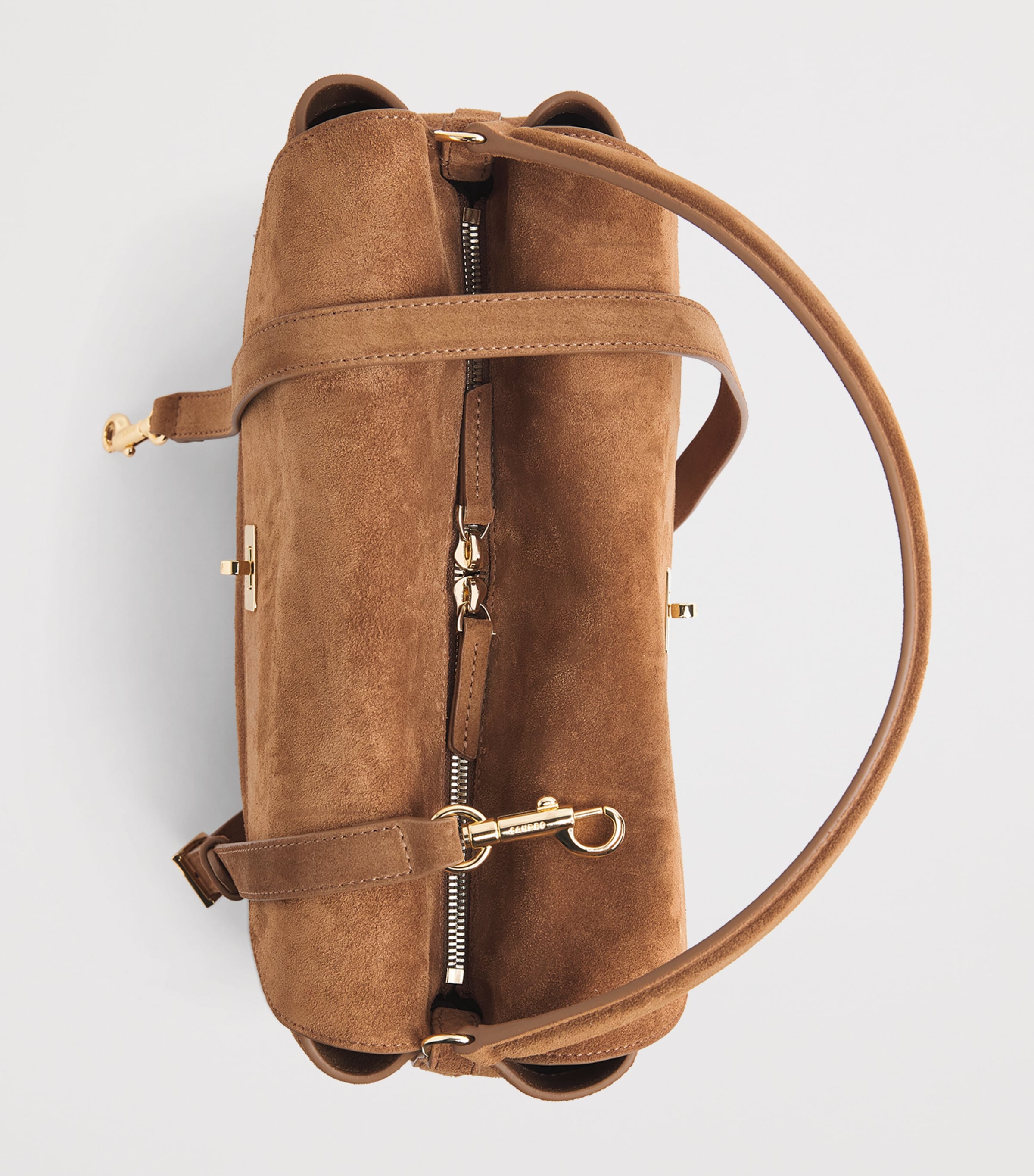 Sandro Paris Suede Le Grand Bazaar Top-Handle Bag Beige Image 5