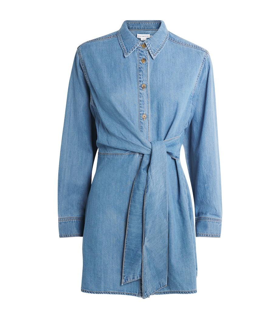 Good American Womens Denim Mini Shirt Dress Image 1
