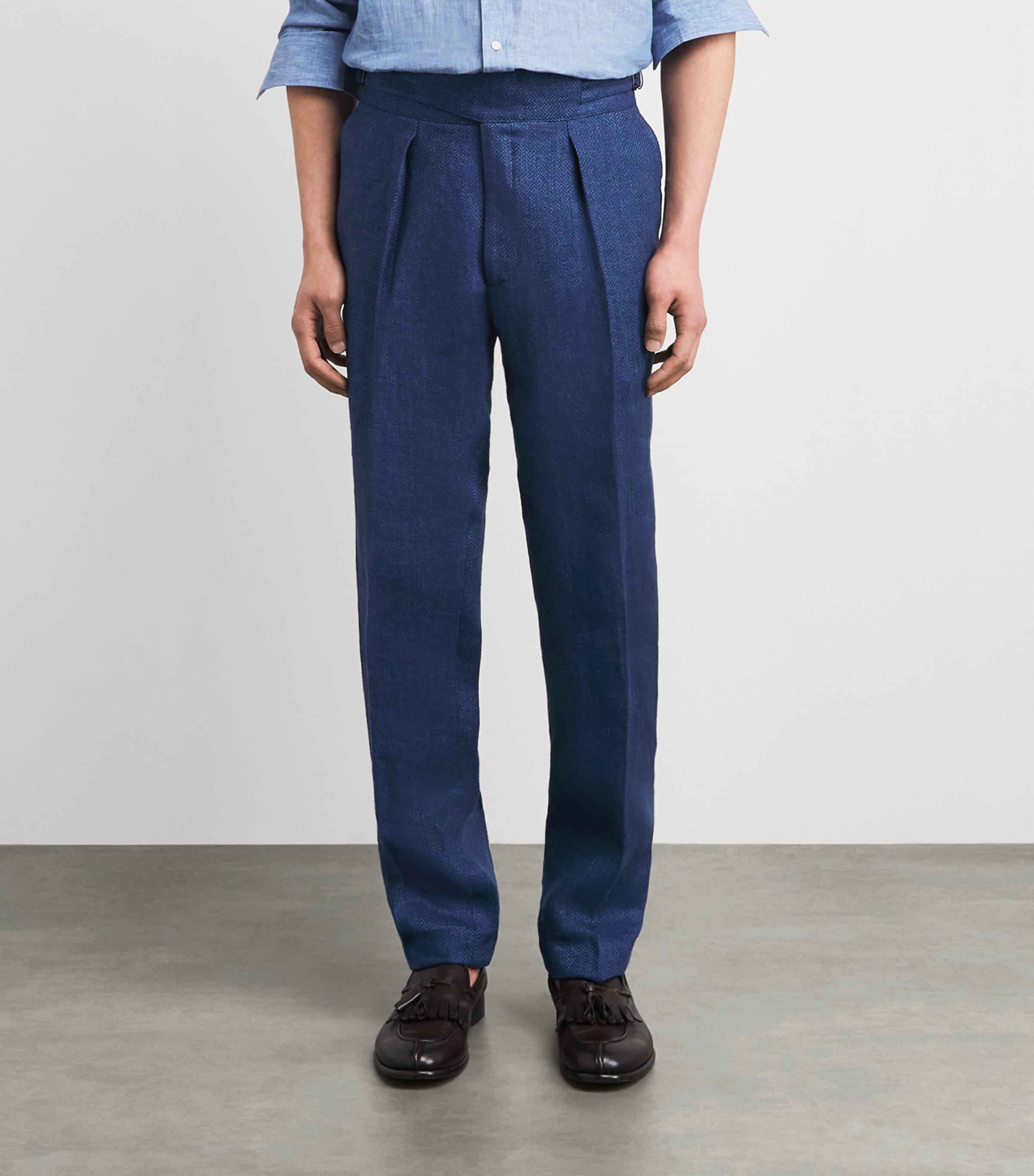 Polo Ralph Lauren Mens Linen Herringbone Suit Trousers Navy/dark Navy Image 4