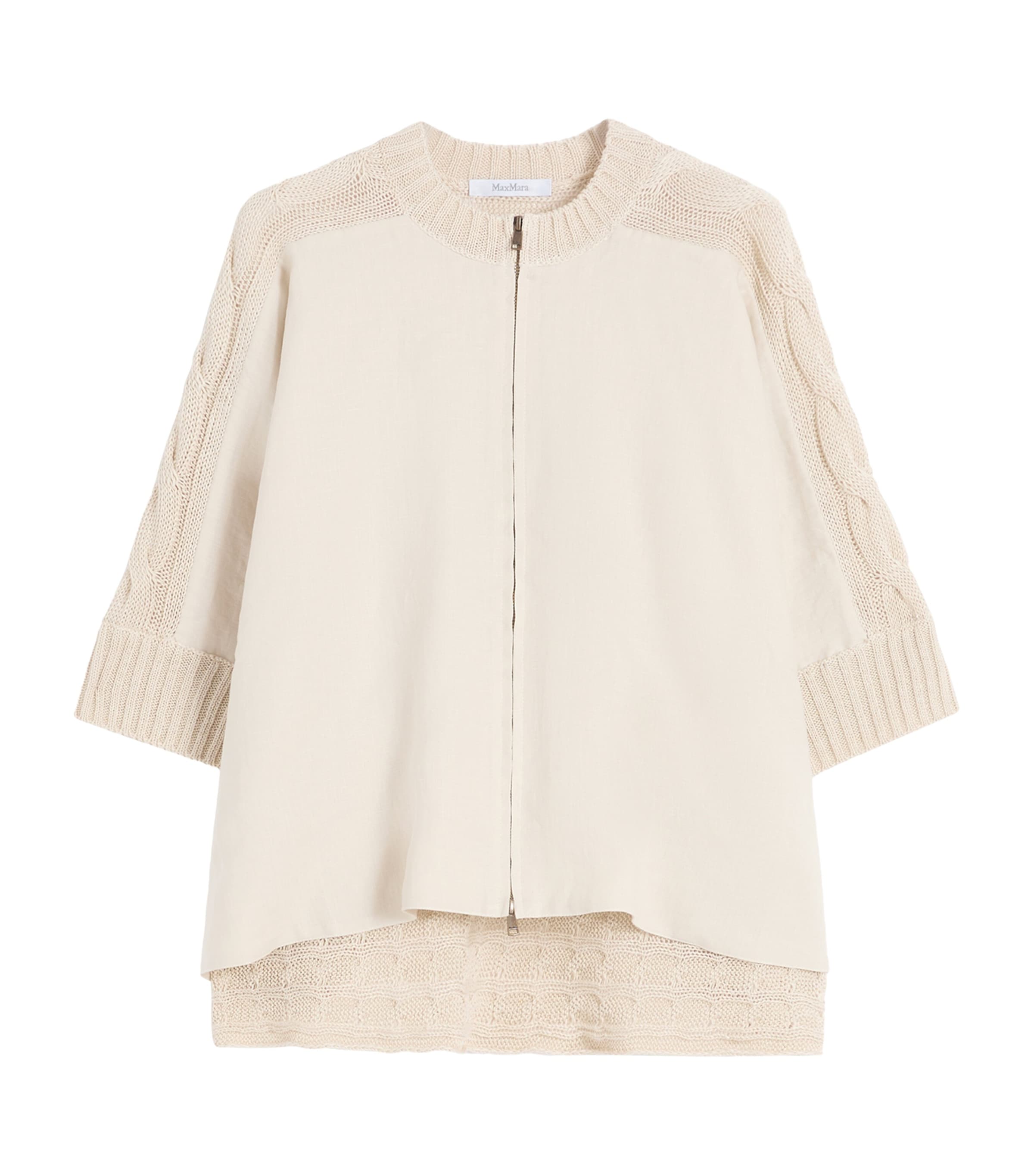 Max Mara Linen Eresia Zip-Up Cardigan Beige Image 1