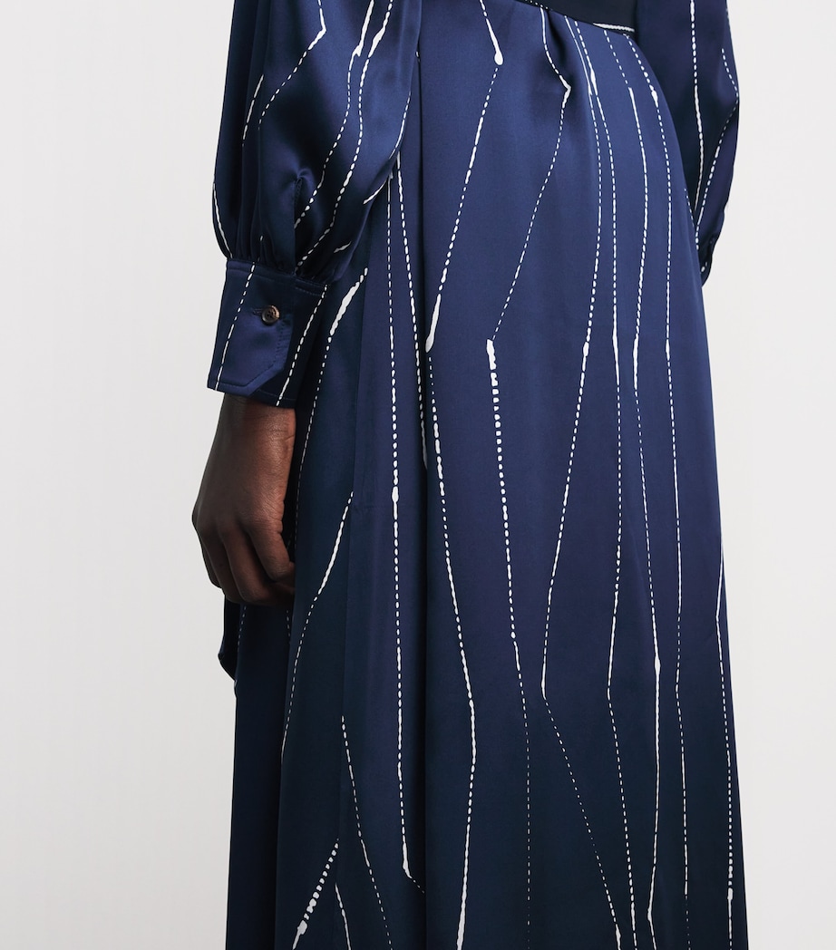 Kiton Womens Silk Stripe Maxi Shirt Dress Blue/white Image 5