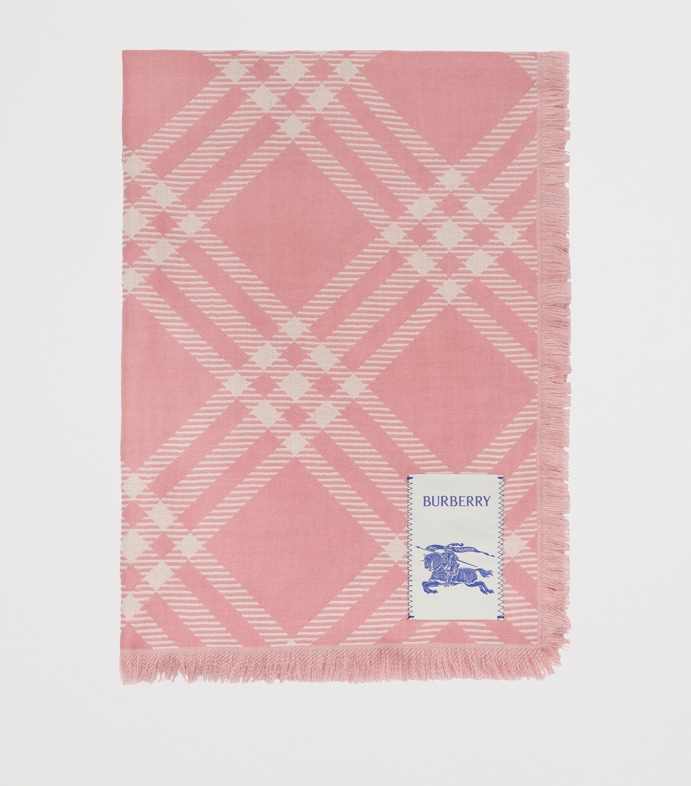 Burberry Wool-Silk Check Scarf Sugar Pink Image 2