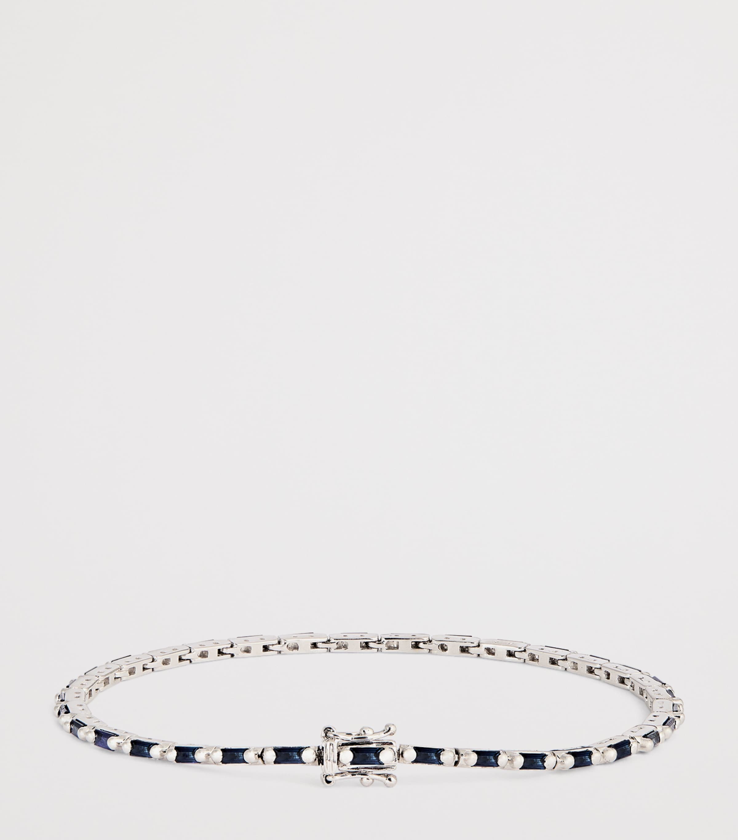 White Gold and Sapphire Bold Linear Tennis Bracelet 18K YG/DB Image 3