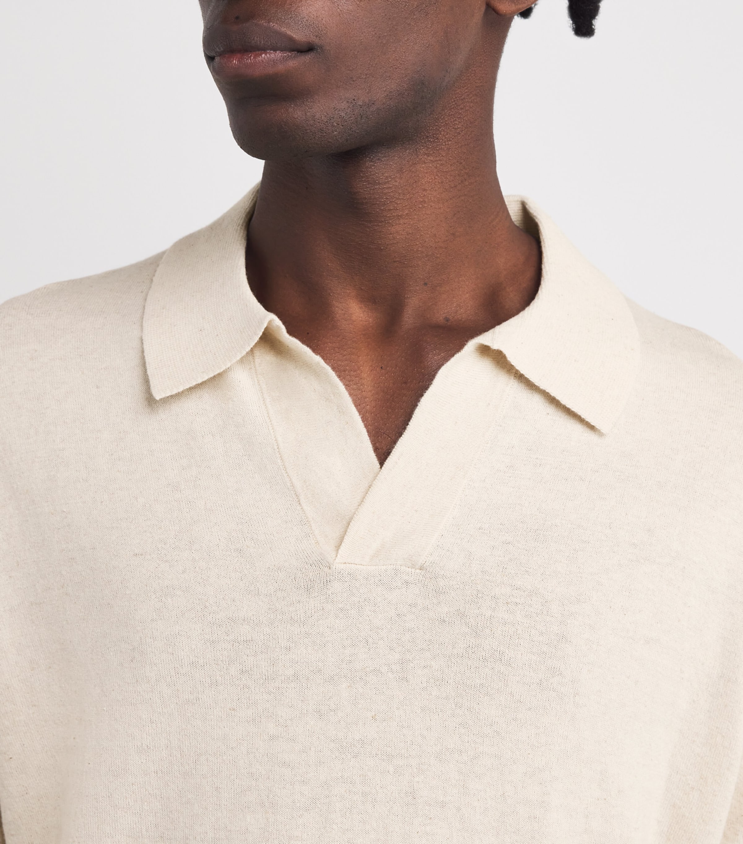 NN.07 Mens Cotton-Linen Ryan Polo Shirt Oat Image 6