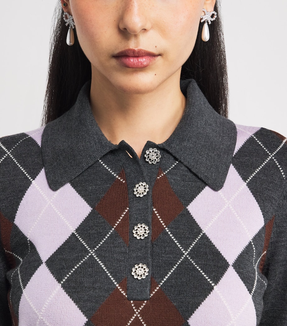 Wool Argyle Sweater GREY Image 6