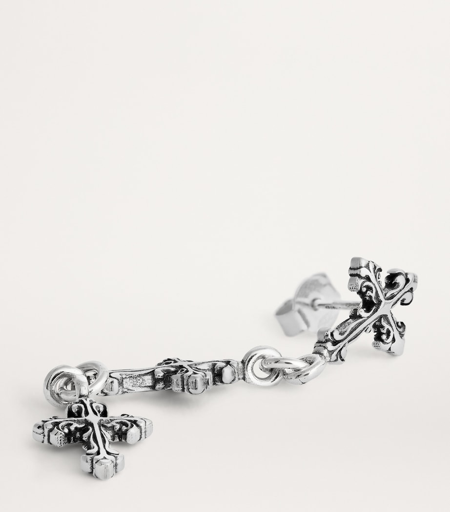 Sterling Silver Cross Drop Single Earring GOLD Image 6