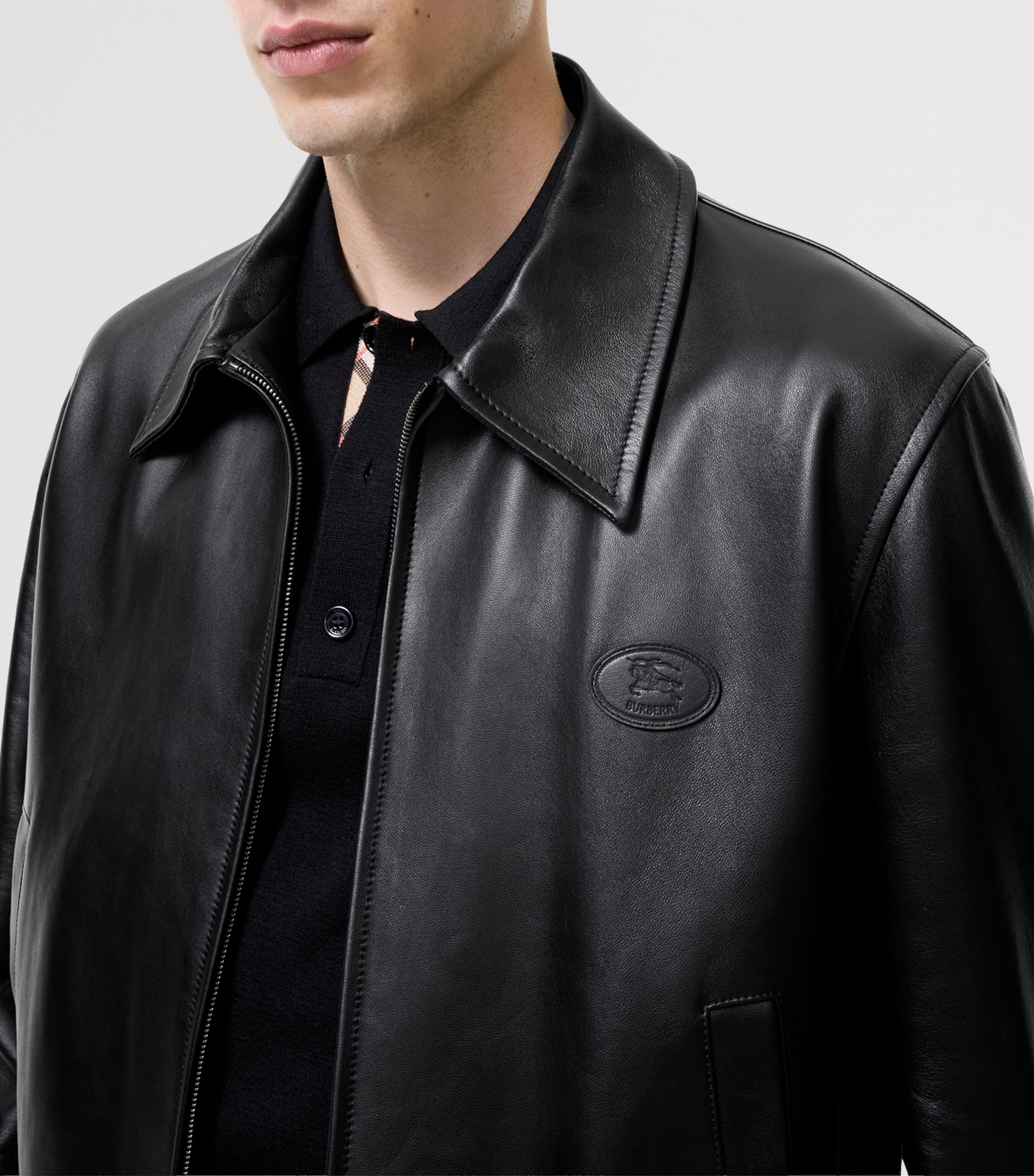 Burberry Mens Bloomsbury Leather Jacket Black Image 4