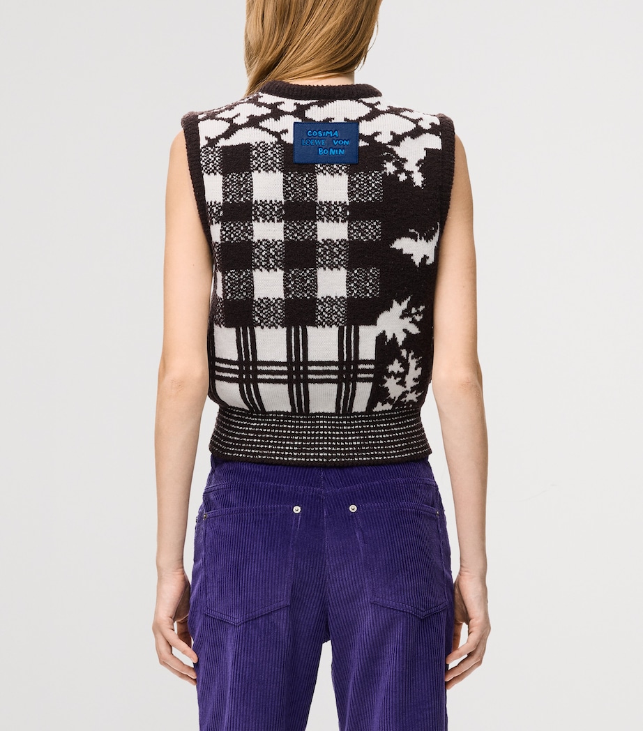 LOEWE Womens x Cosima Von Bonin Wool-Blend Jacquard Sweater Vest Ecru/brown Image 4