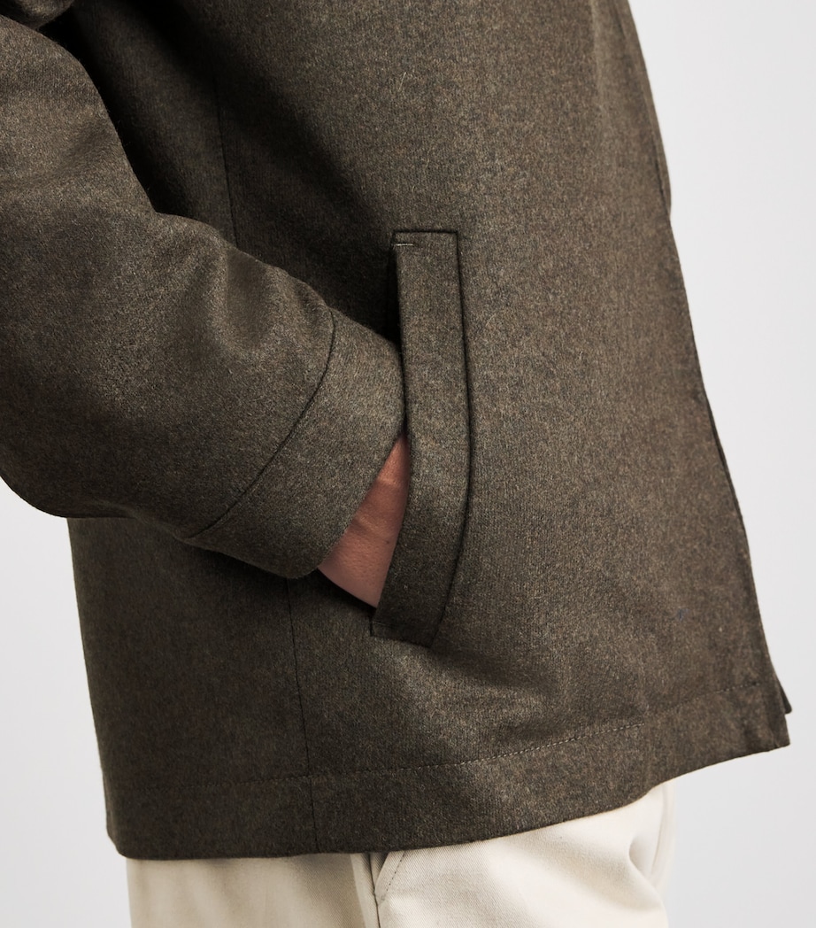 Sunspel Mens Boiled Wool Jacket Loden Green Image 3