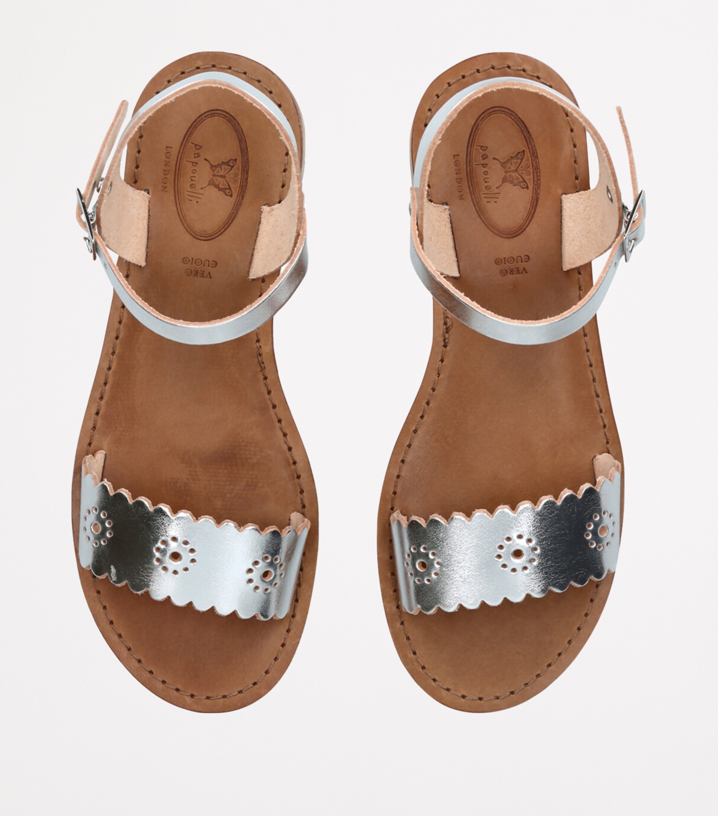 papouelli Leather Anais Sandals Silver Image 4