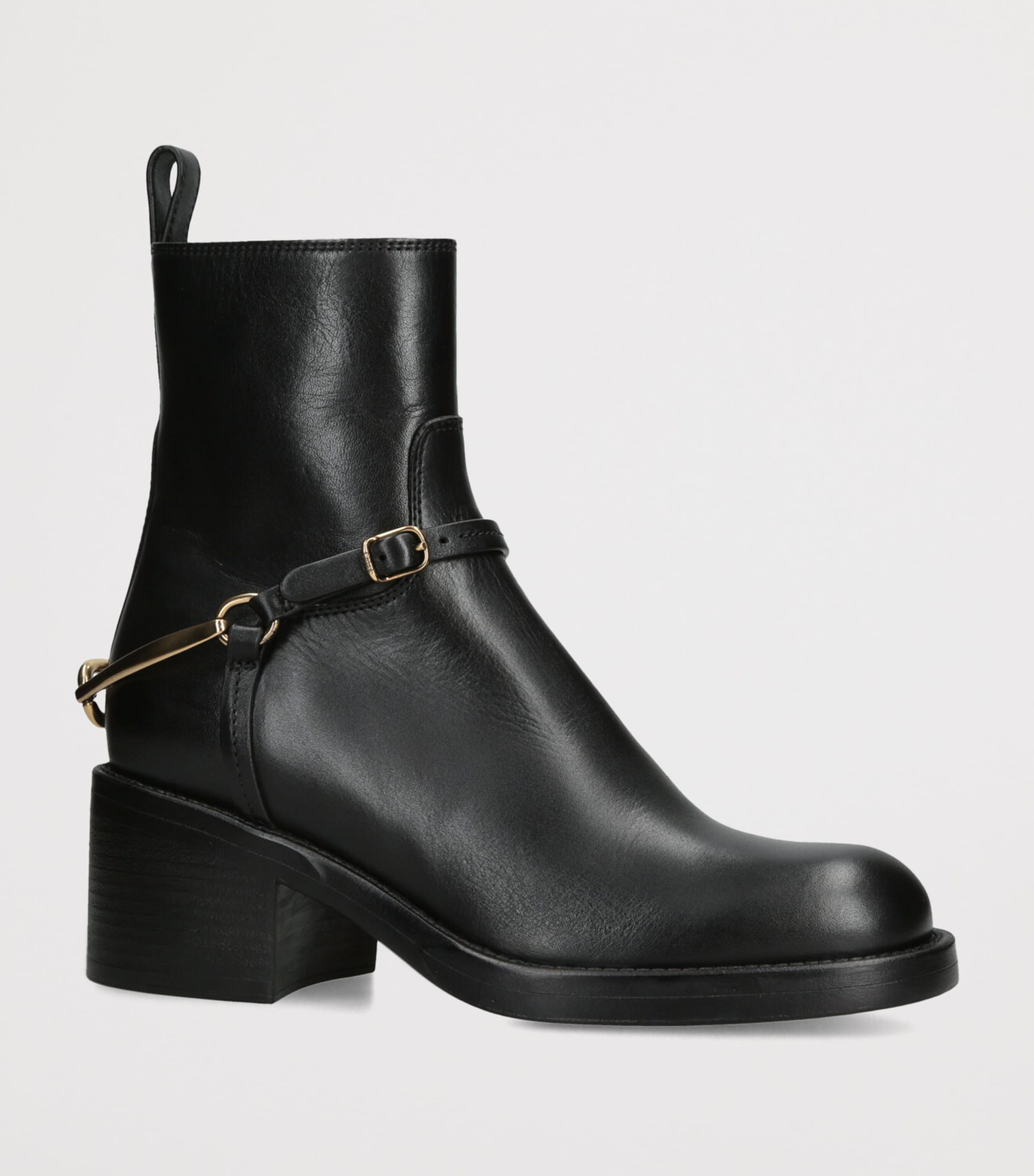 Leather Dakota Ankle Boots 70 BLACK Image 3