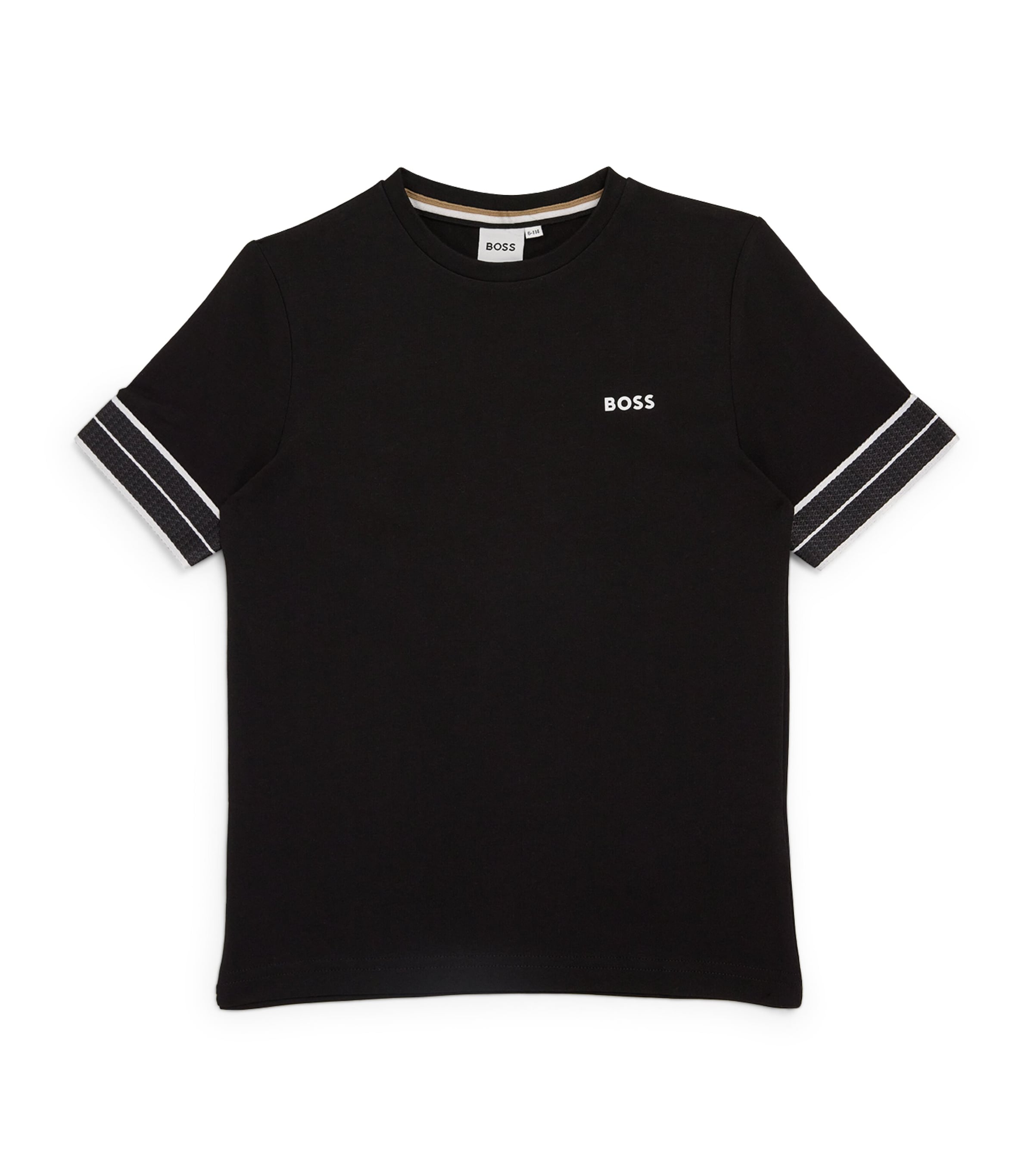 Shop Bosswear Woven-trim Logo T-shirt In Black