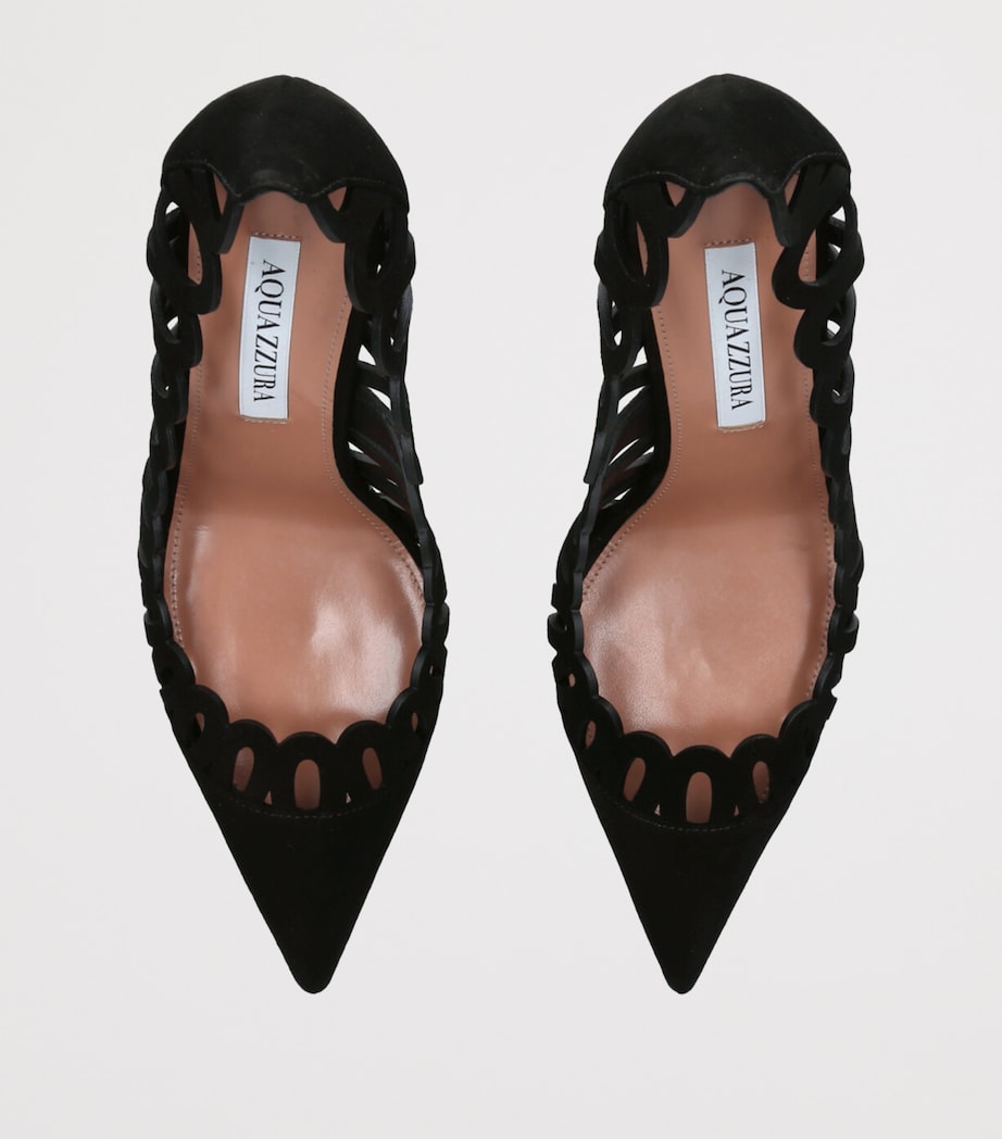 Suede Peep Pumps 105 BLACK Image 4