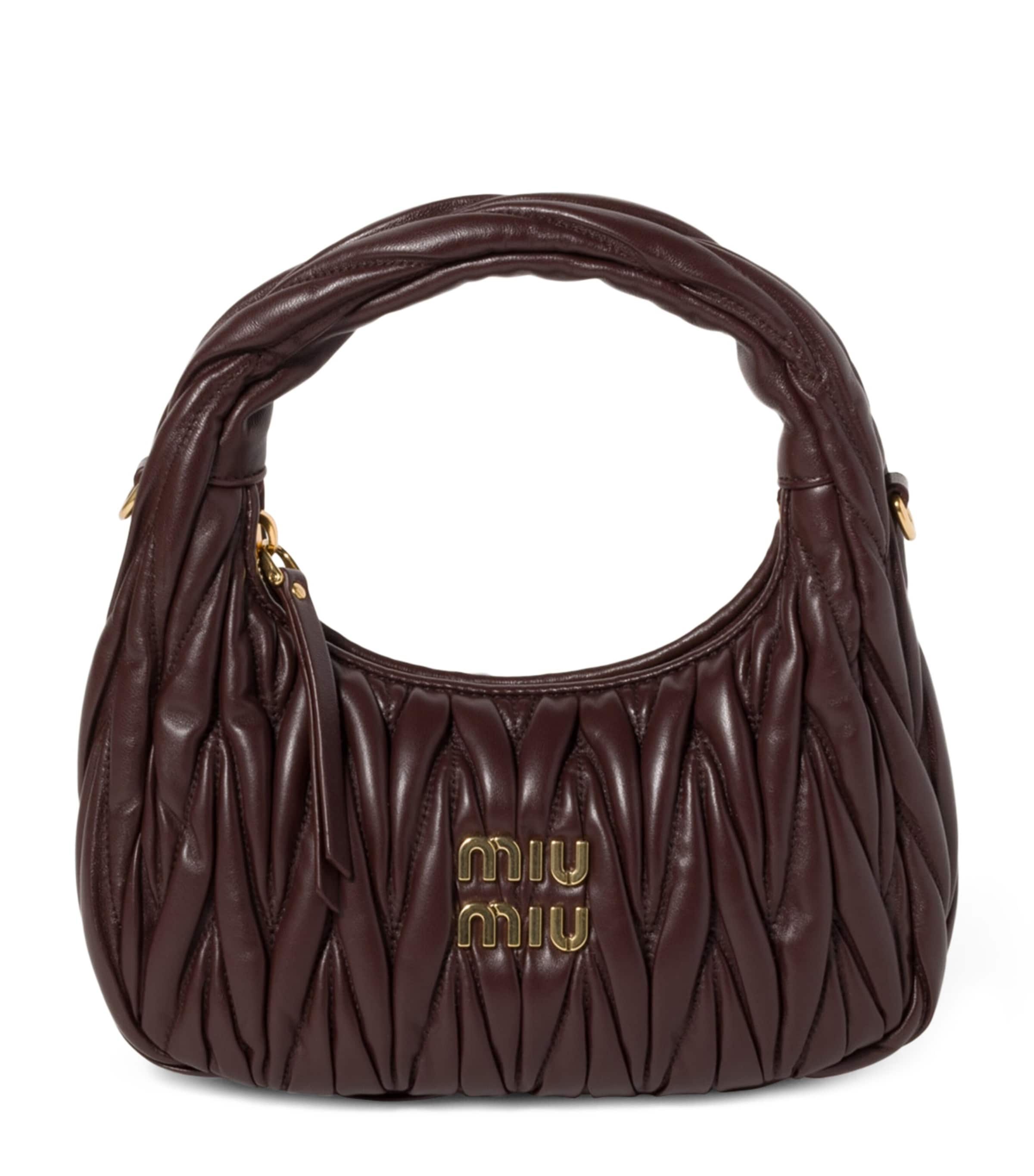 Miu Miu Womens Radica Wander Leather Small Hobo Cross-body Bag In Purple